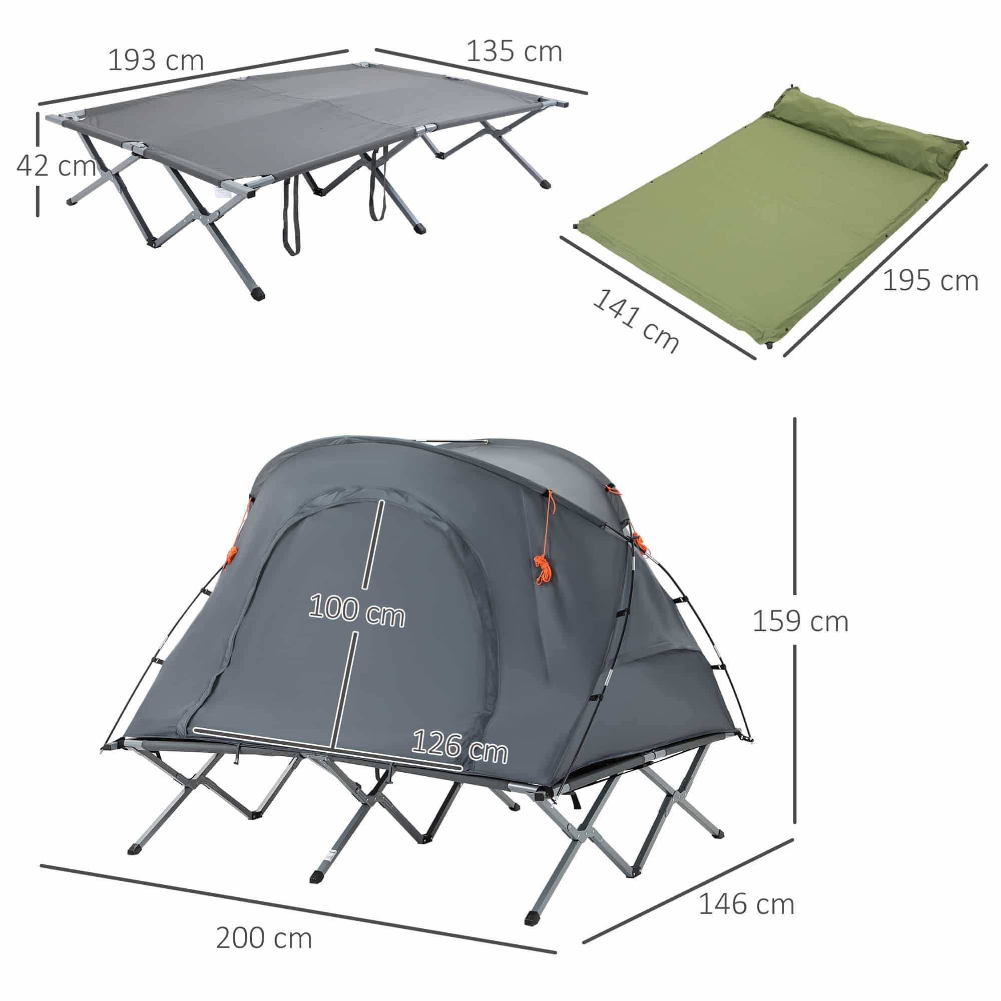 4goodz Kampeertent Stretcher voor 1 a 2 Personen met Luchtbed