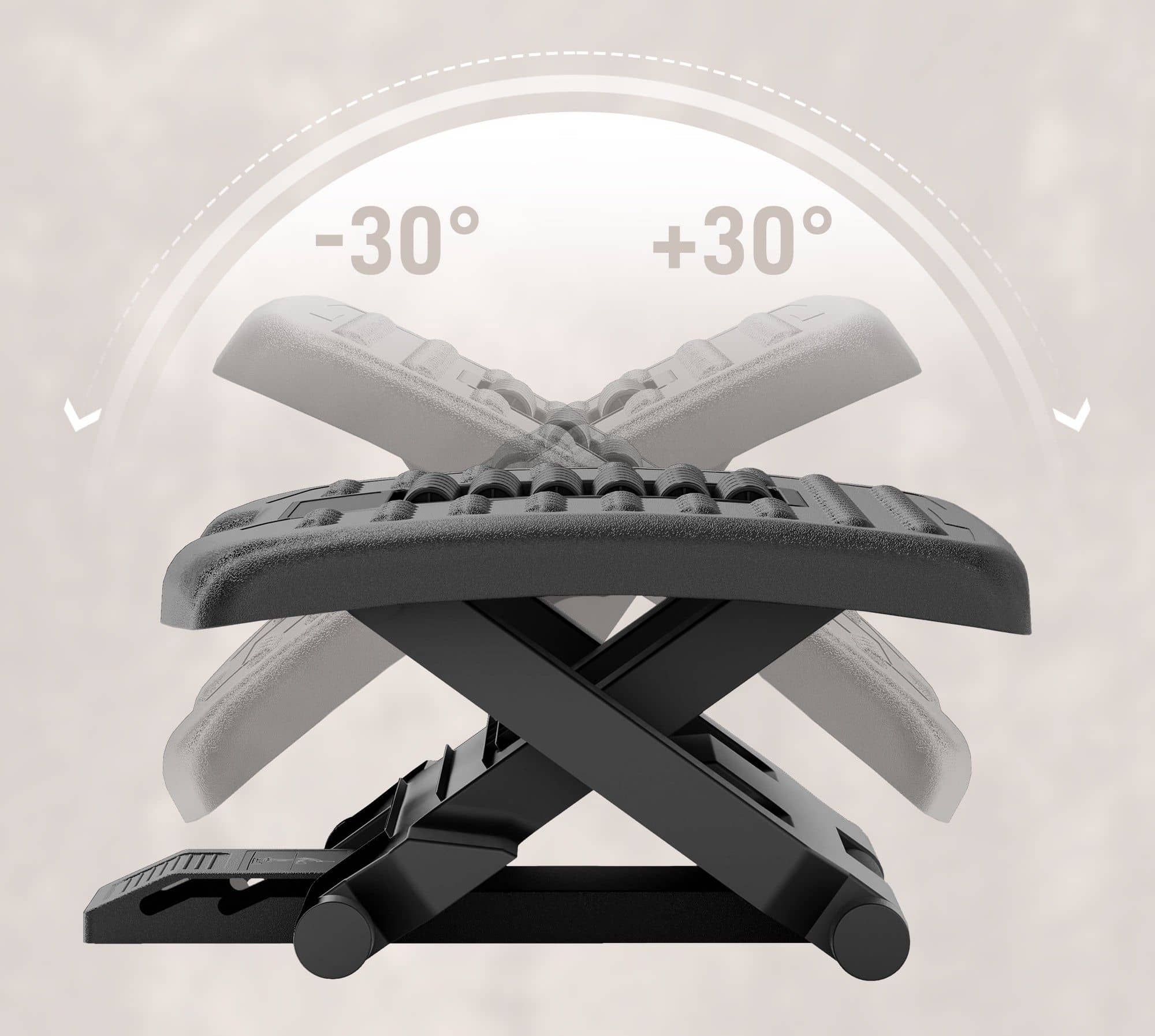 Bureau Voetensteun/voetenbank met massagerollers - 3 hoogtes