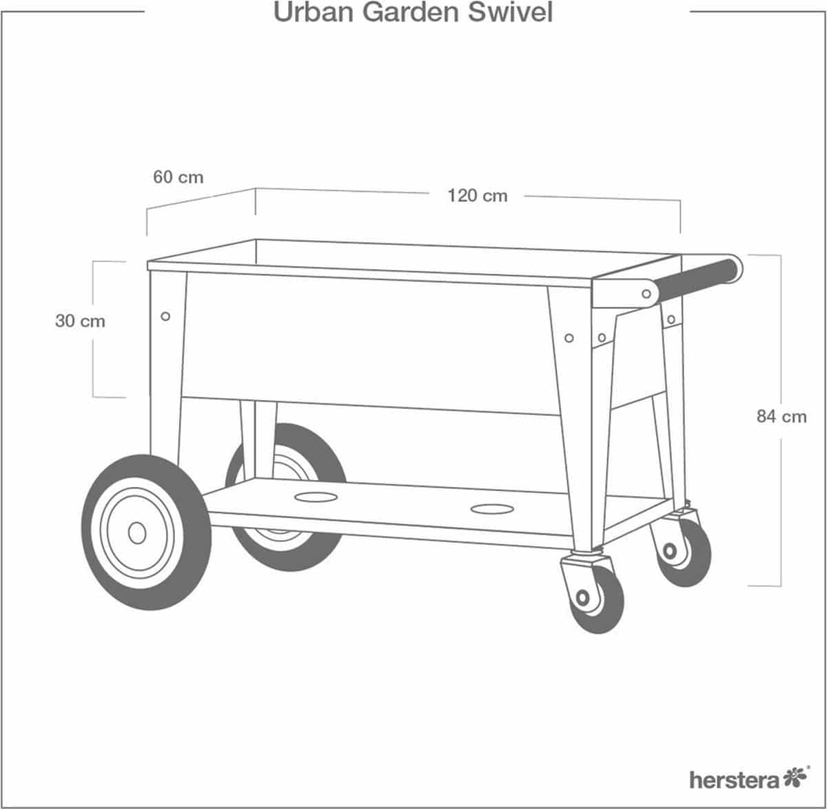 Herstera Garden® Metalen Plantenbak Verrijdbaar- 120x60x84cm - Zilverkleurig