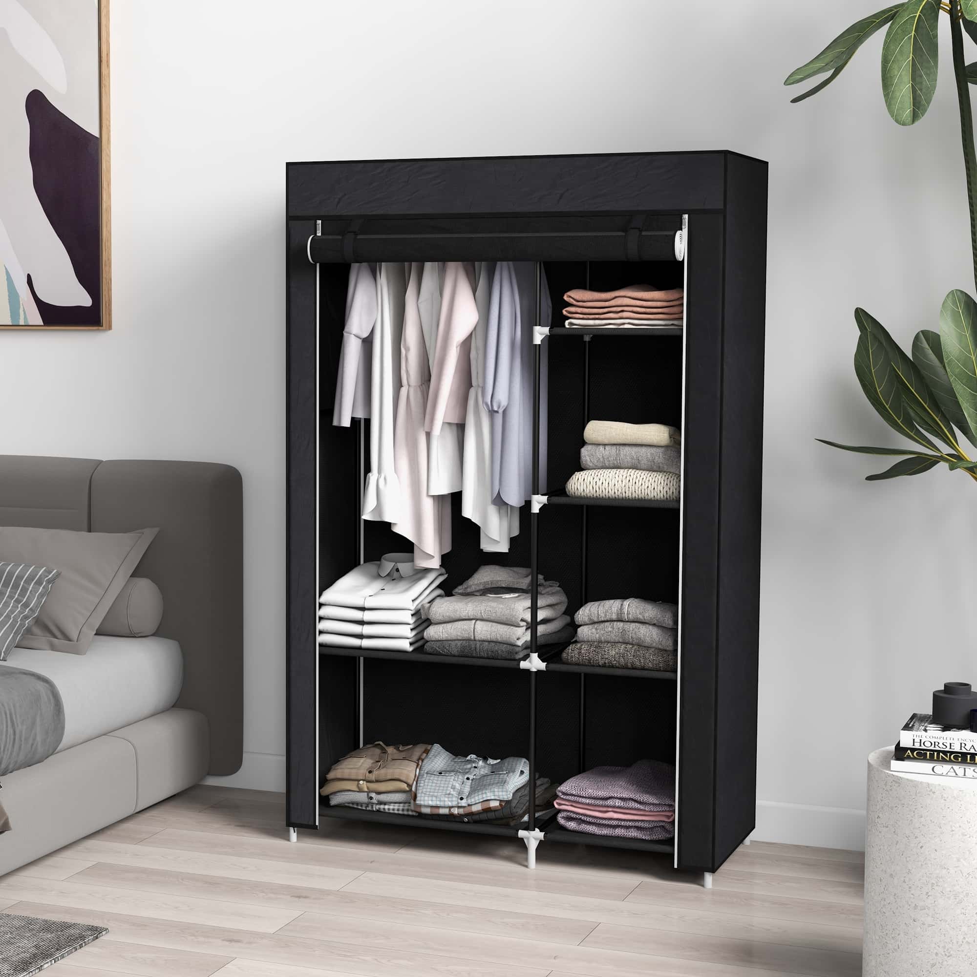 4goodz Stoffen Kledingkast - Opvouwbaar - 103x43x162,5 cm - Zwart