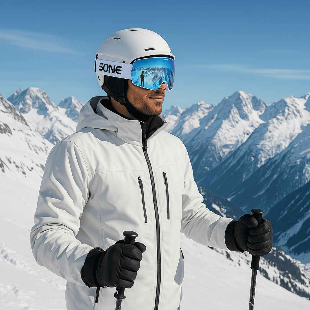 5one® Skibril Alpine 6 Bleu Raspbery Medium Skibril met wit montuur met 3 lenzen