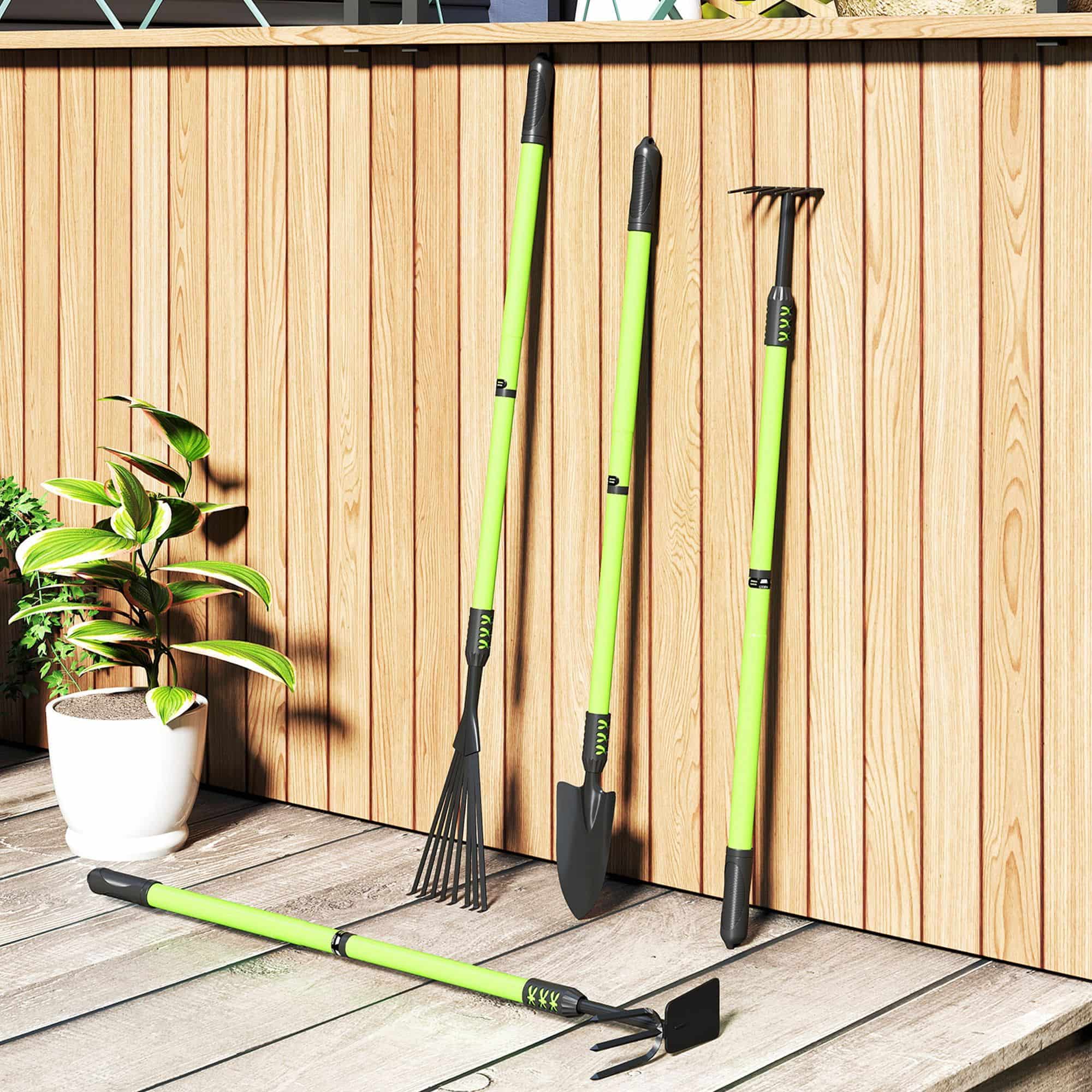 4goodz Uitschuifbare Tuingereedschapset 4 Stuks met Scheppen en Harken