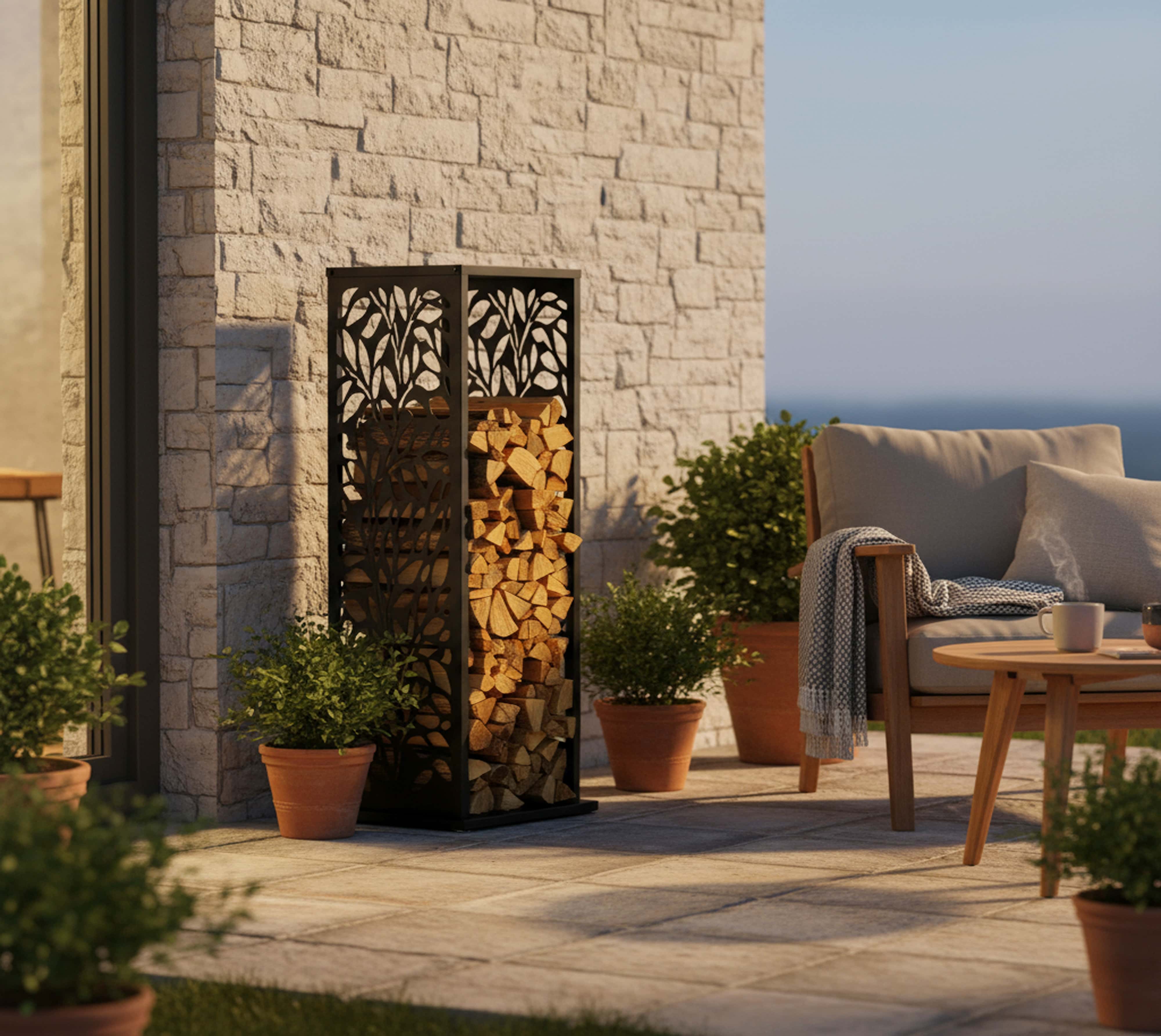 Westmann Luma Flow Houtopslag Houtrek 38x38x112 cm - Zwart