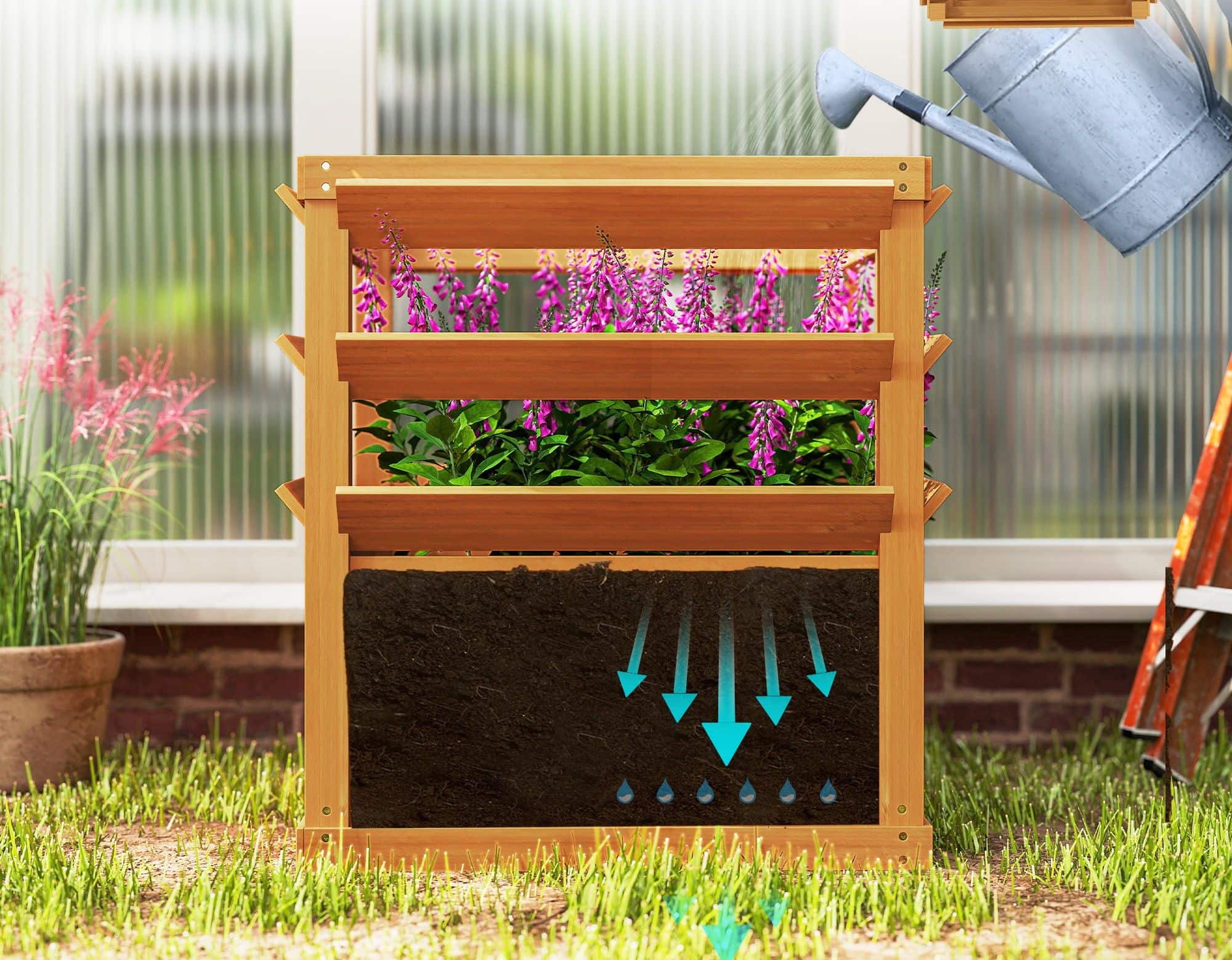 Verhoogde plantenbak hout 65 x 65 x 73 cm - Bruin