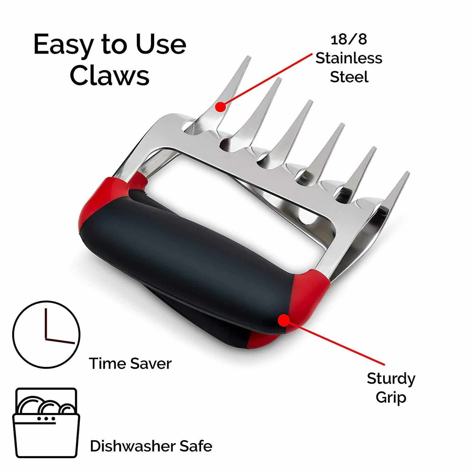 4cookz® 2 stuks Vleesklauwen RVS met Siliconen Handgreep voor Pulled pork -Meat Claws | BBQ gereedschap | Bear Paws | Barbeque Accesoires | Pulled Pork Klauwen 4cookz® 2 stuks Vleesklauwen RVS met Siliconen Handgreep voor Pulled pork -Meat Claws | BBQ gereedschap | Bear Paws | Barbeque Accesoires | Pulled Pork Klauwen