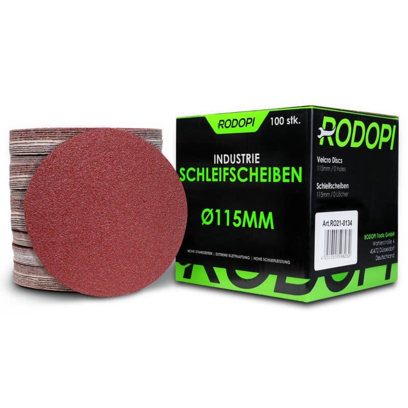 Rodopi® 100x Korrel 220 Schuurpapier 115 mm - zonder perforatie Excentrisch Schuurmachine