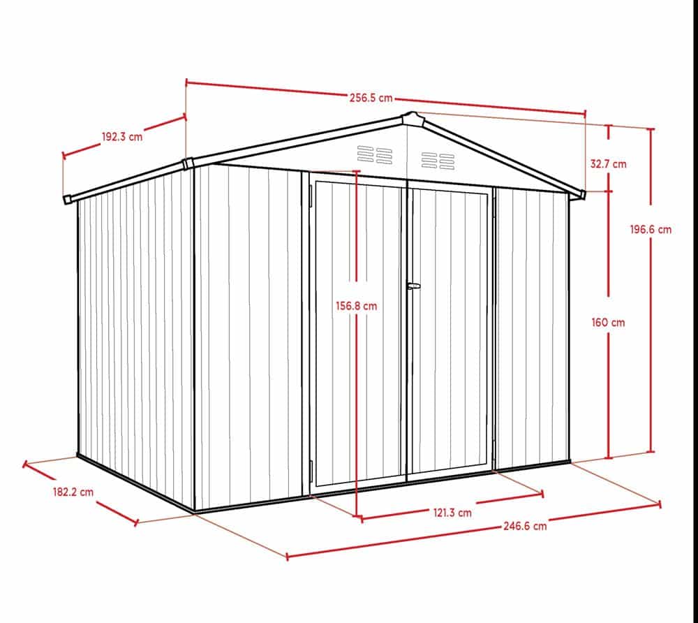 Spacemaker Gereedschapsschuur Metaal - 182x247x197 cm -Grijs Spacemaker Gereedschapsschuur Metaal - 182x247x197 cm -Grijs