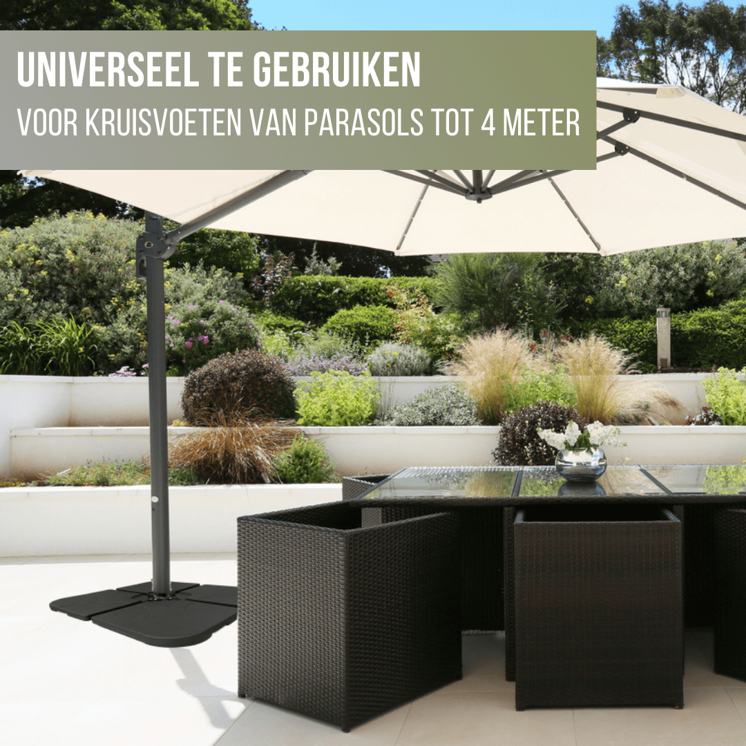 4gardenz® Verzwaringsset Parasolvoet voor Zweefparasols - Vulbaar tot 80 KG