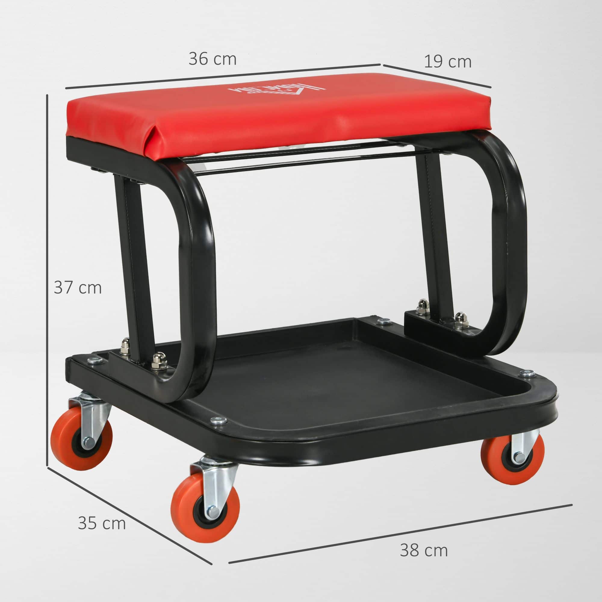 Werkplaatskruk - Robuust &amp; Comfortabel - 38x35x37cm - Rood/Zwart