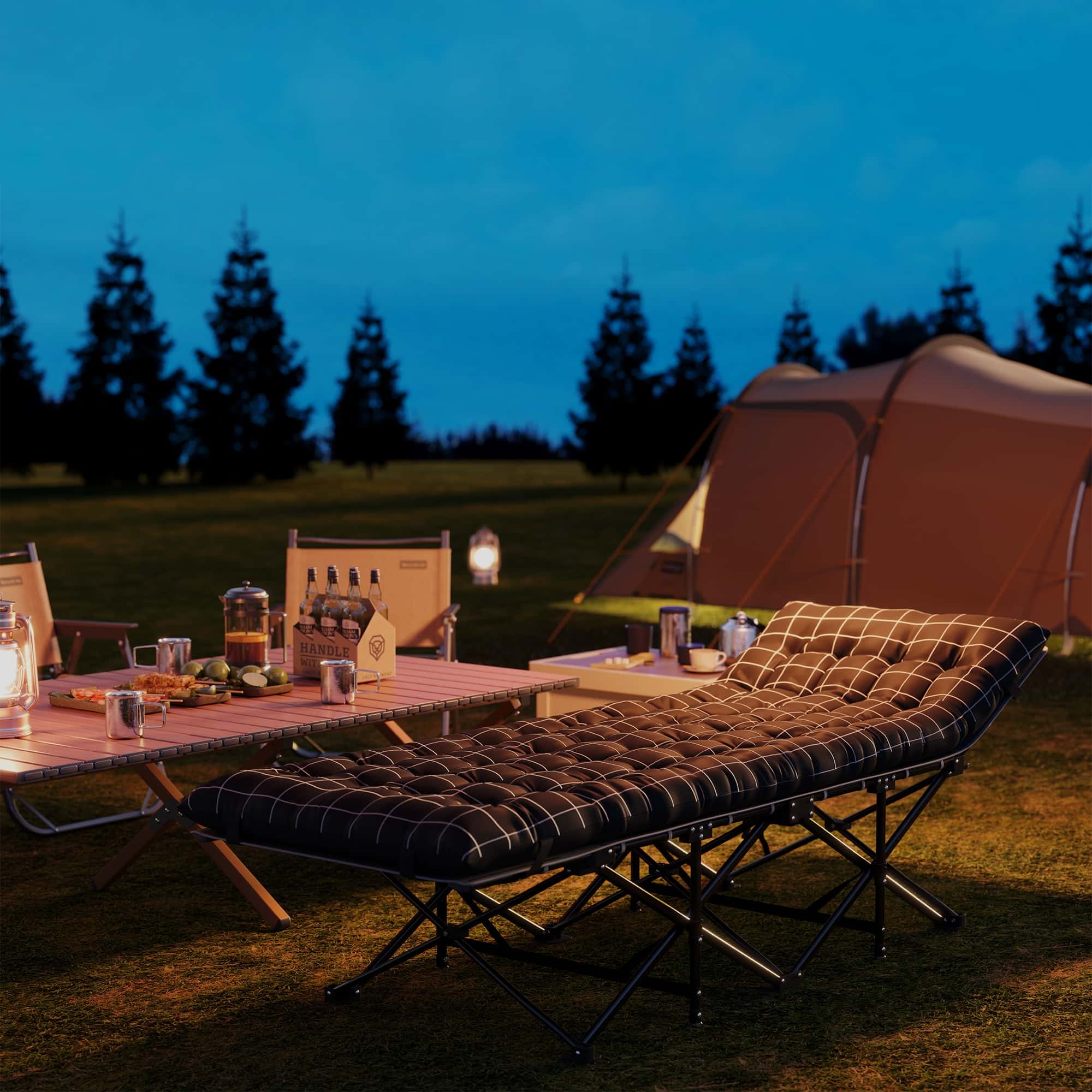 4goodz Veldbed Campingbed met Matras - tot 150 kg belasting - Zwart