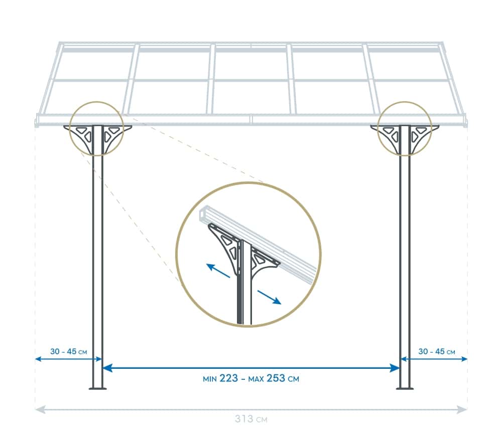 Westmann Bruce 435 - SI06106 Terrasoverkapping 435x300cm - Zwart