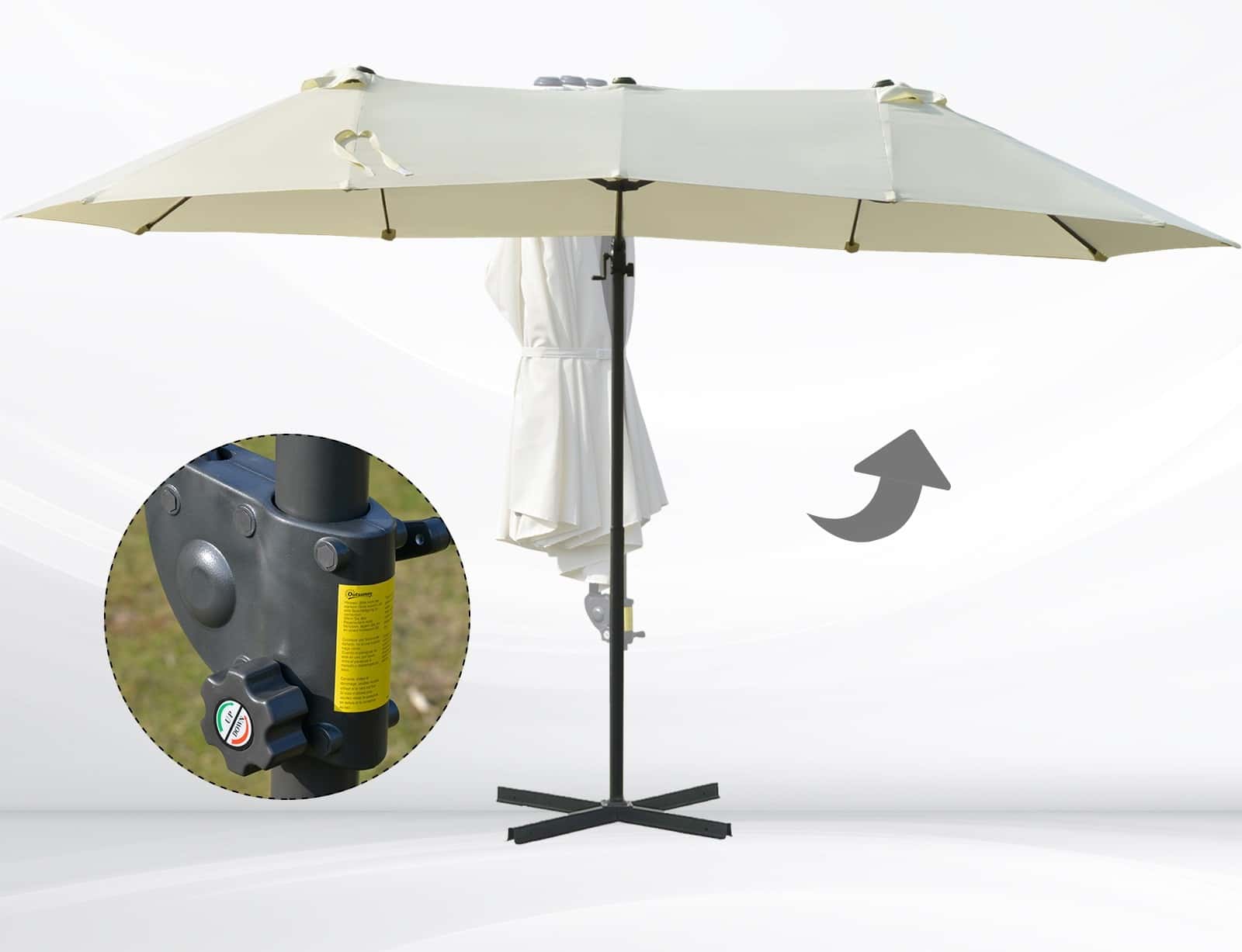 4goodz Duo Parasol Zweefparasol met Draaihendel 440x270x250 cm - Crème