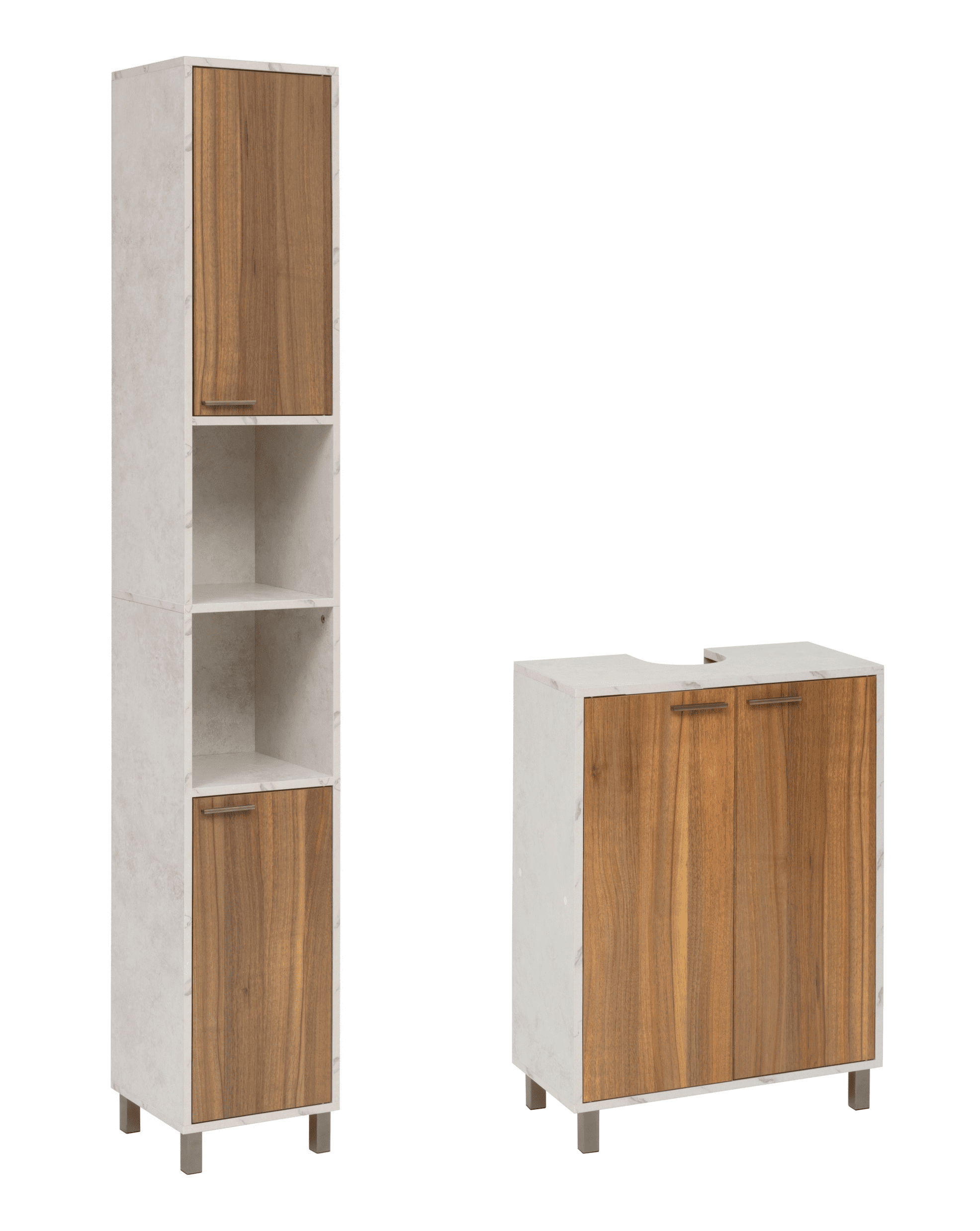 4bathroomz Badkamerset Lugano - Kolomkast en Wastafelonderkast - Marmer/Houtlook 4bathroomz Badkamerset Lugano - Kolomkast en Wastafelonderkast - Marmer/Houtlook