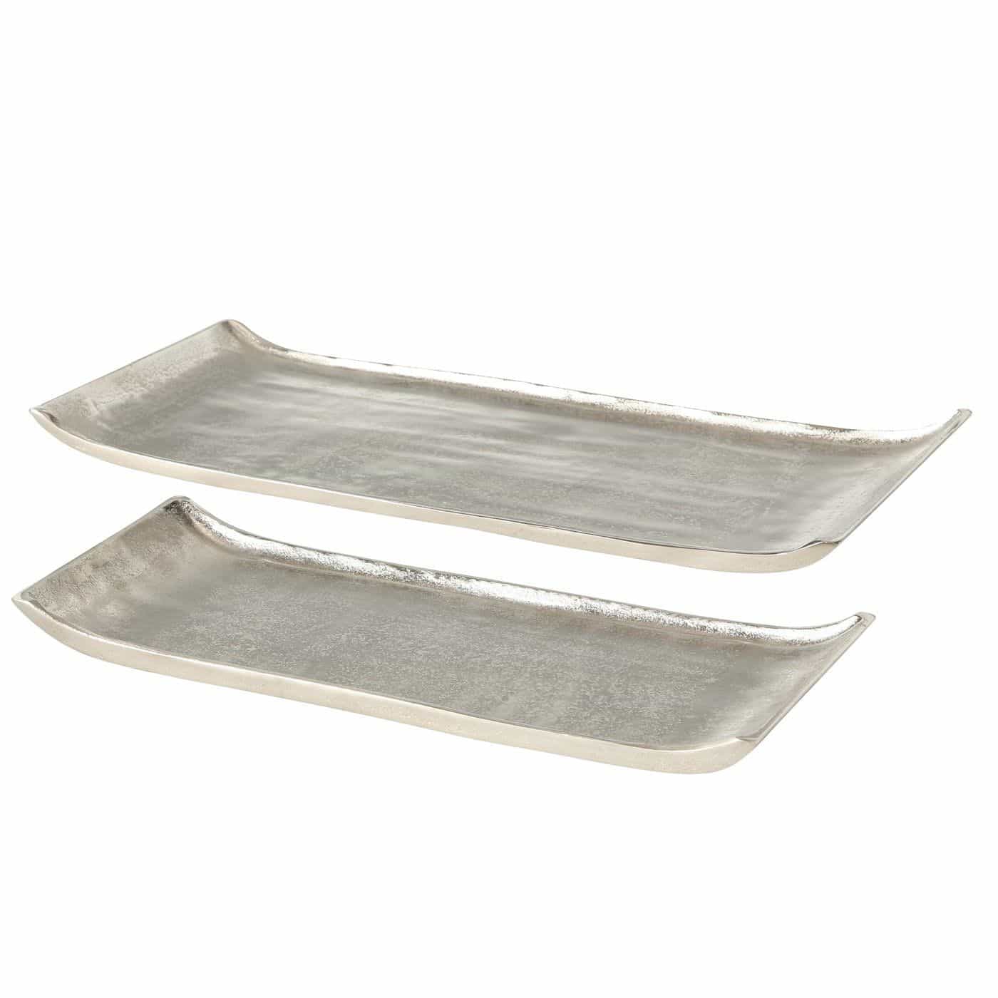 4goodz Zilveren Decoratieve Dienbladen Set – 2 Stuks Aluminium