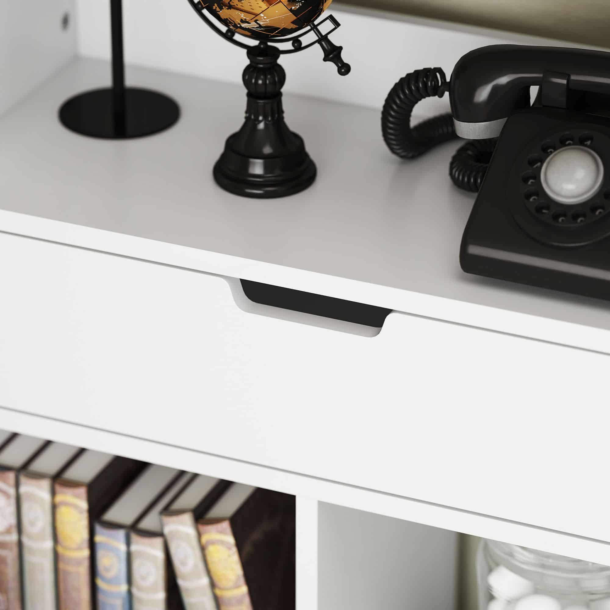 4goodz Boekenkast met 9 vakken en 1 lade - 24x60x158 cm - Wit