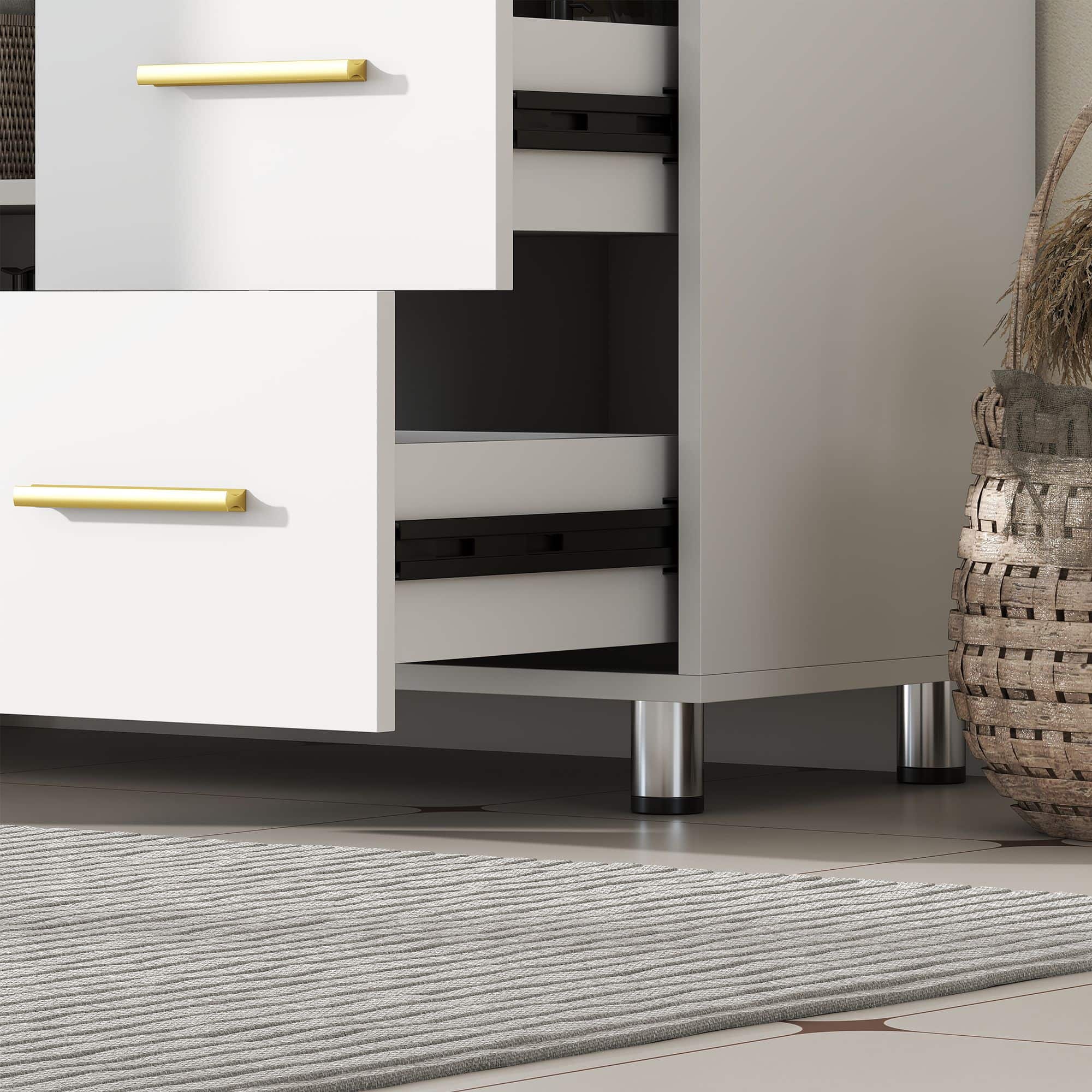 Homcom Wastafel onderkast met 3-lades en deur - wit Homcom Wastafel onderkast met 3-lades en deur - wit