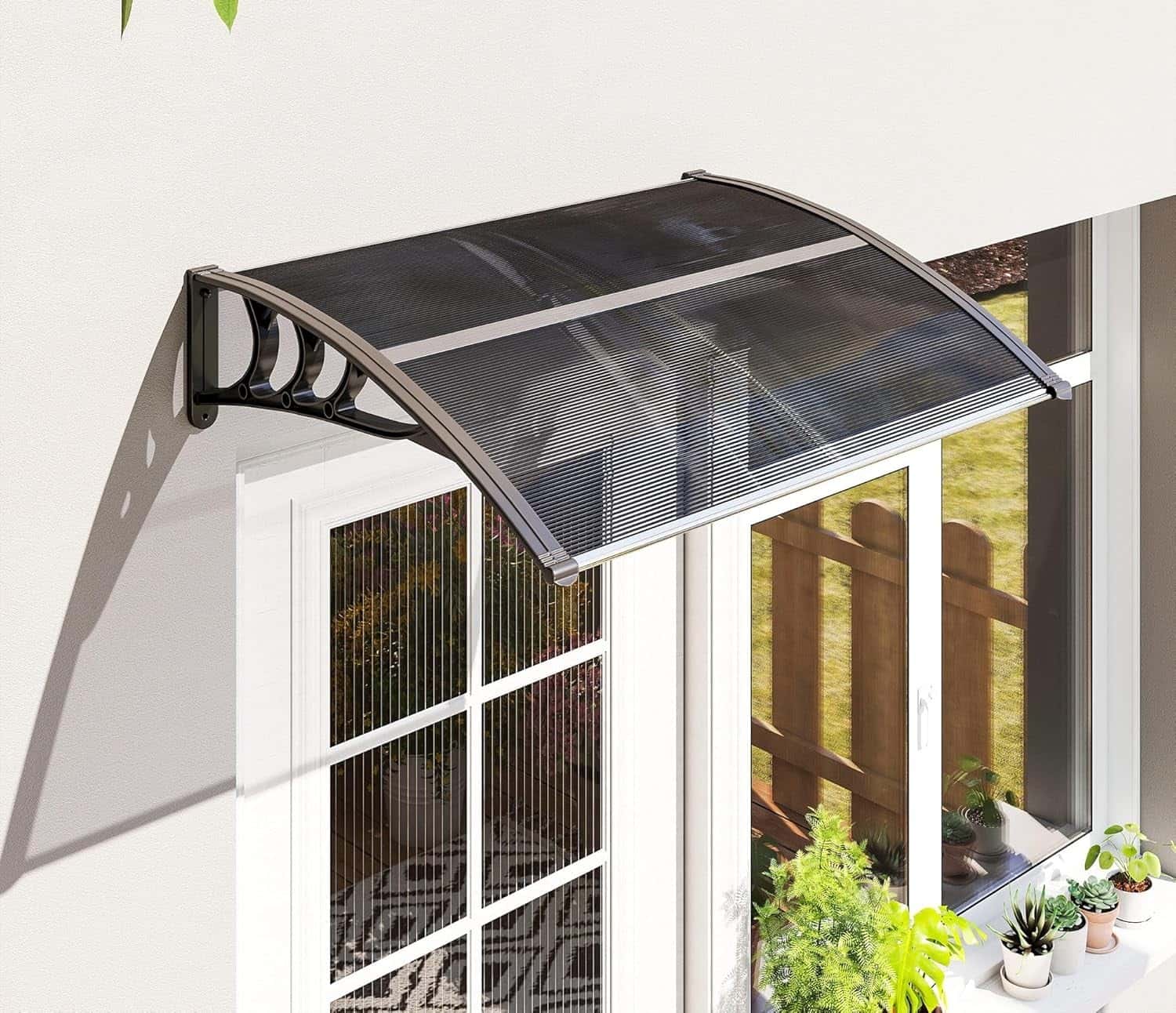 4goodz Deurluifel Afdak 75x100 cm - Overkapping polycarbonaat - Zwart