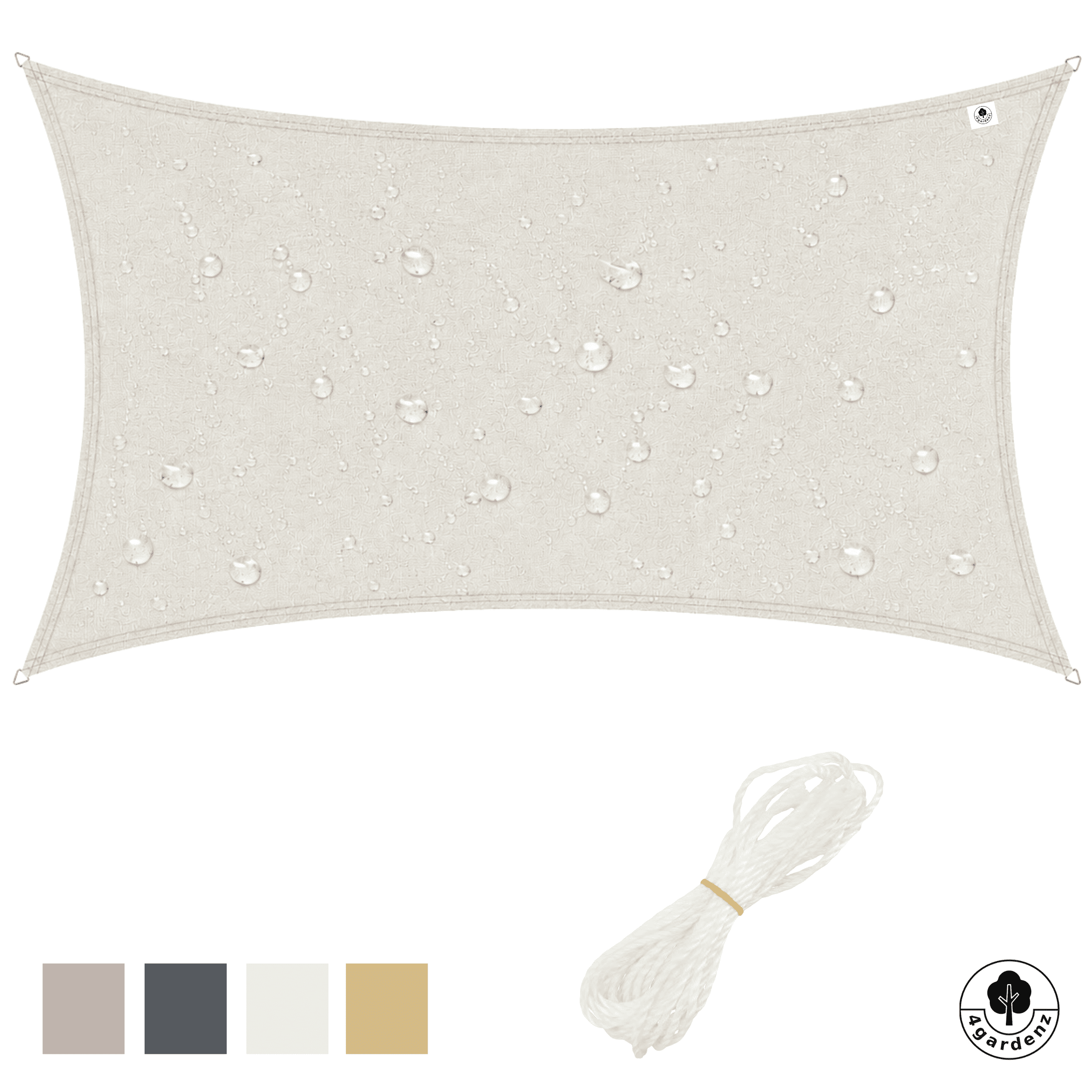 4gardenz Schaduwdoek Waterafstotend Rechthoek 5x6 mtr - Crème