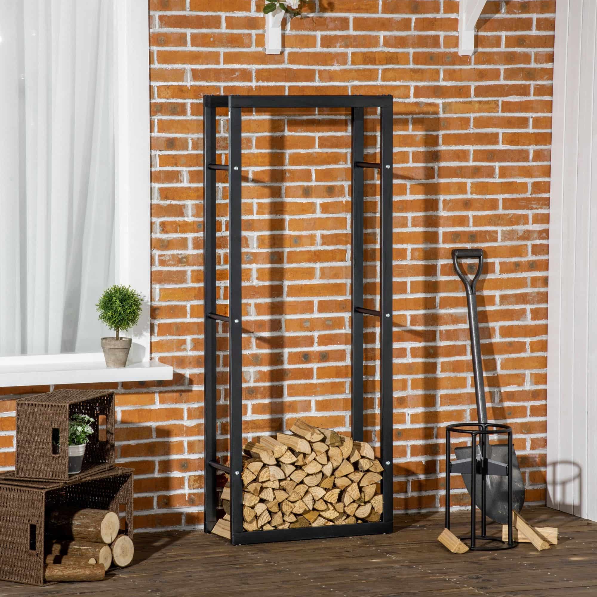 4goodz Homcom Houtrek metaal 25x60x150cm / 820-148 Houtopslag Standaard