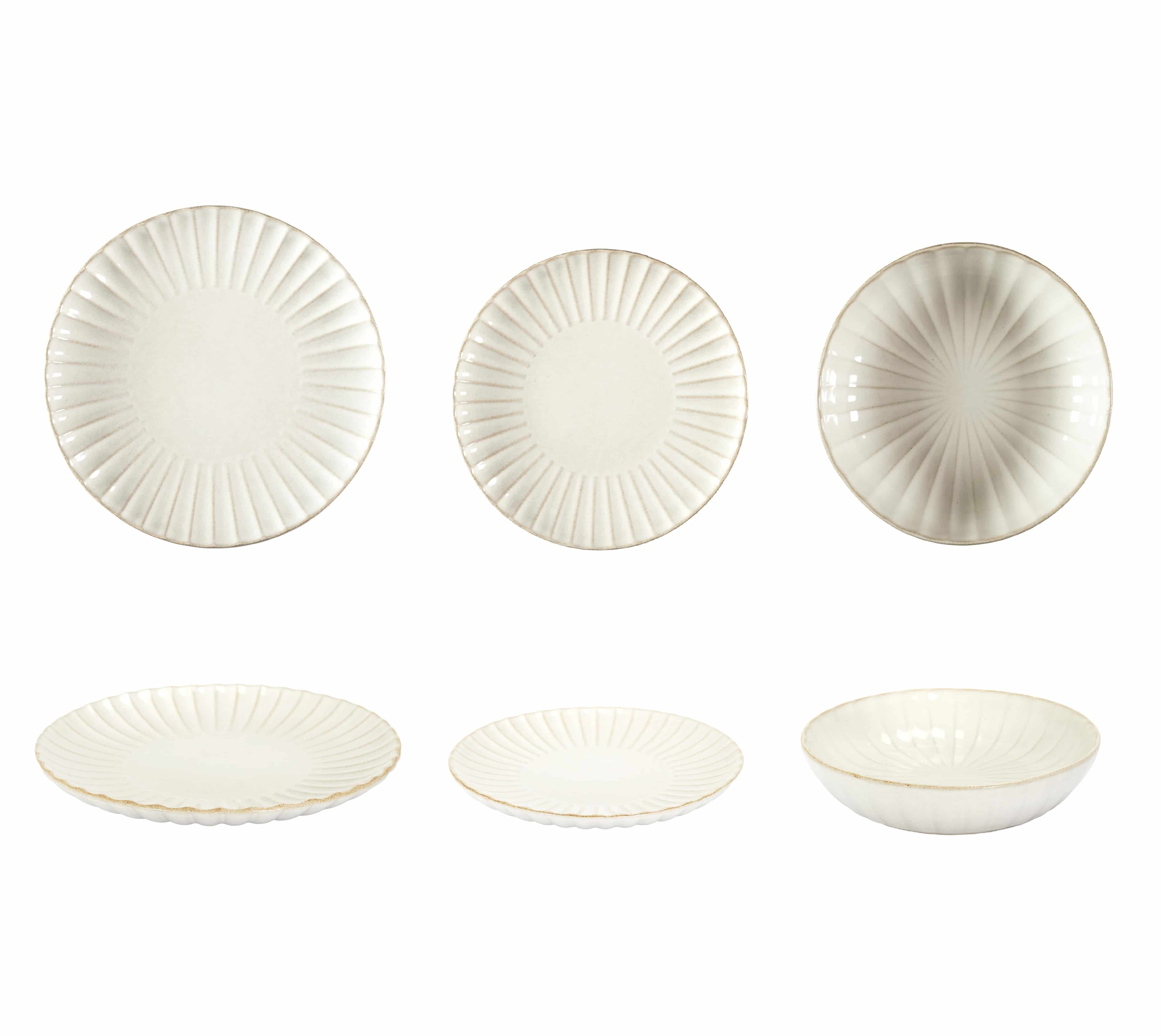 Servies 6 persoons 18-delig Vlora Stoneware Aardwerk - Creme