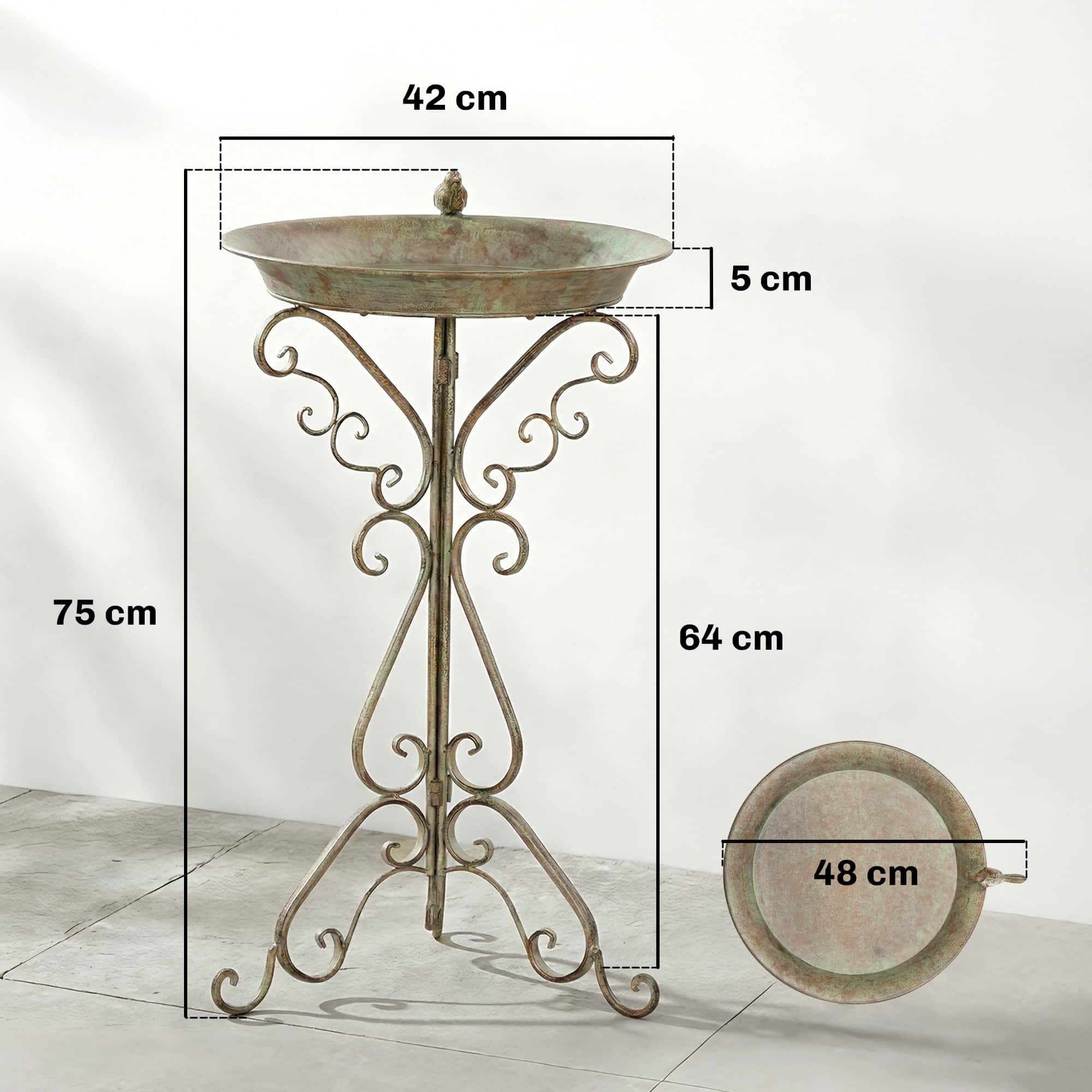 4goodz Vogelbad met Vogeldecoratie en Decoratieve Voet - Vintage Tuin Vogelbad Schaal met Sokkel