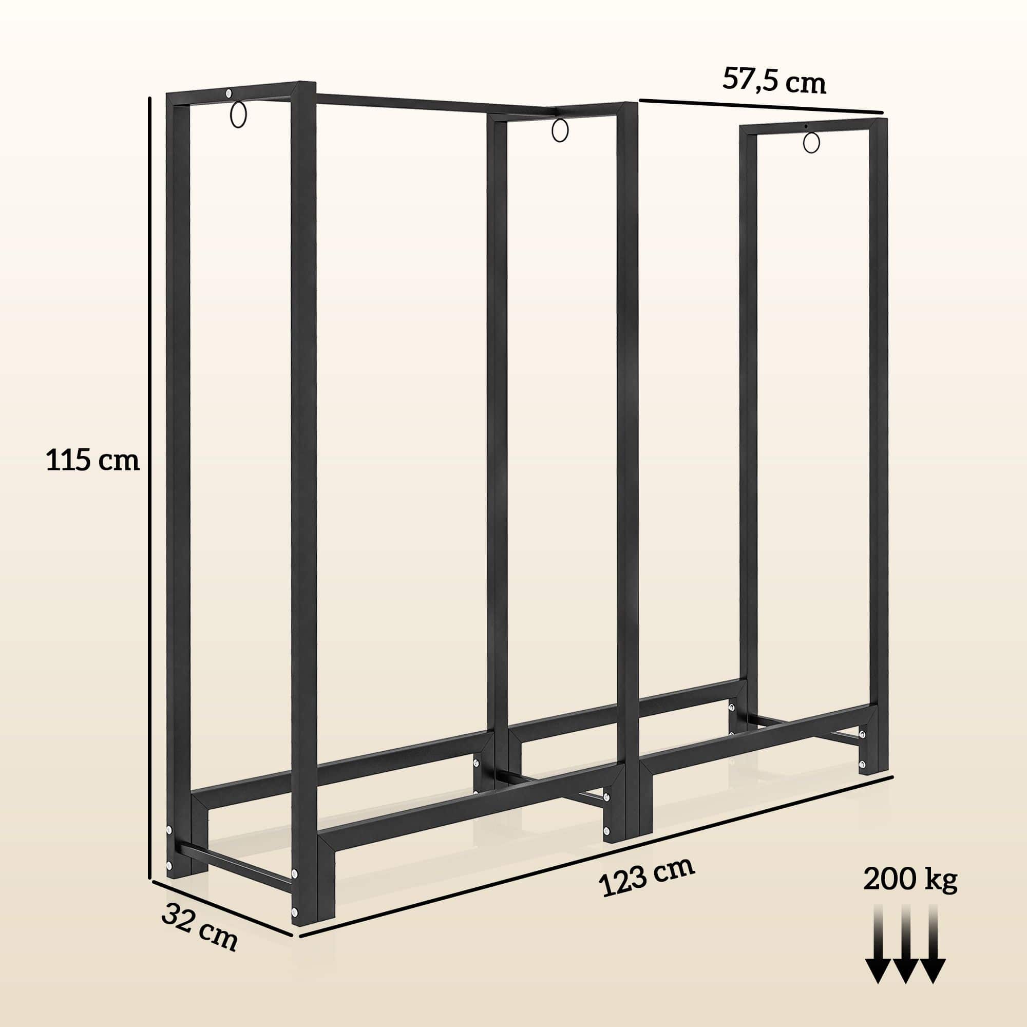 4goodz Outsunny Haardhoutrek 123 cm Tot 200 kg - Staal - Zwart