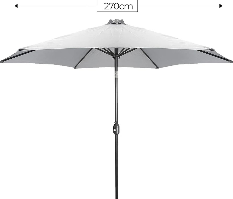 Parasol Rond 270 cm doorsnede met opdraaimechanisme - Grijs