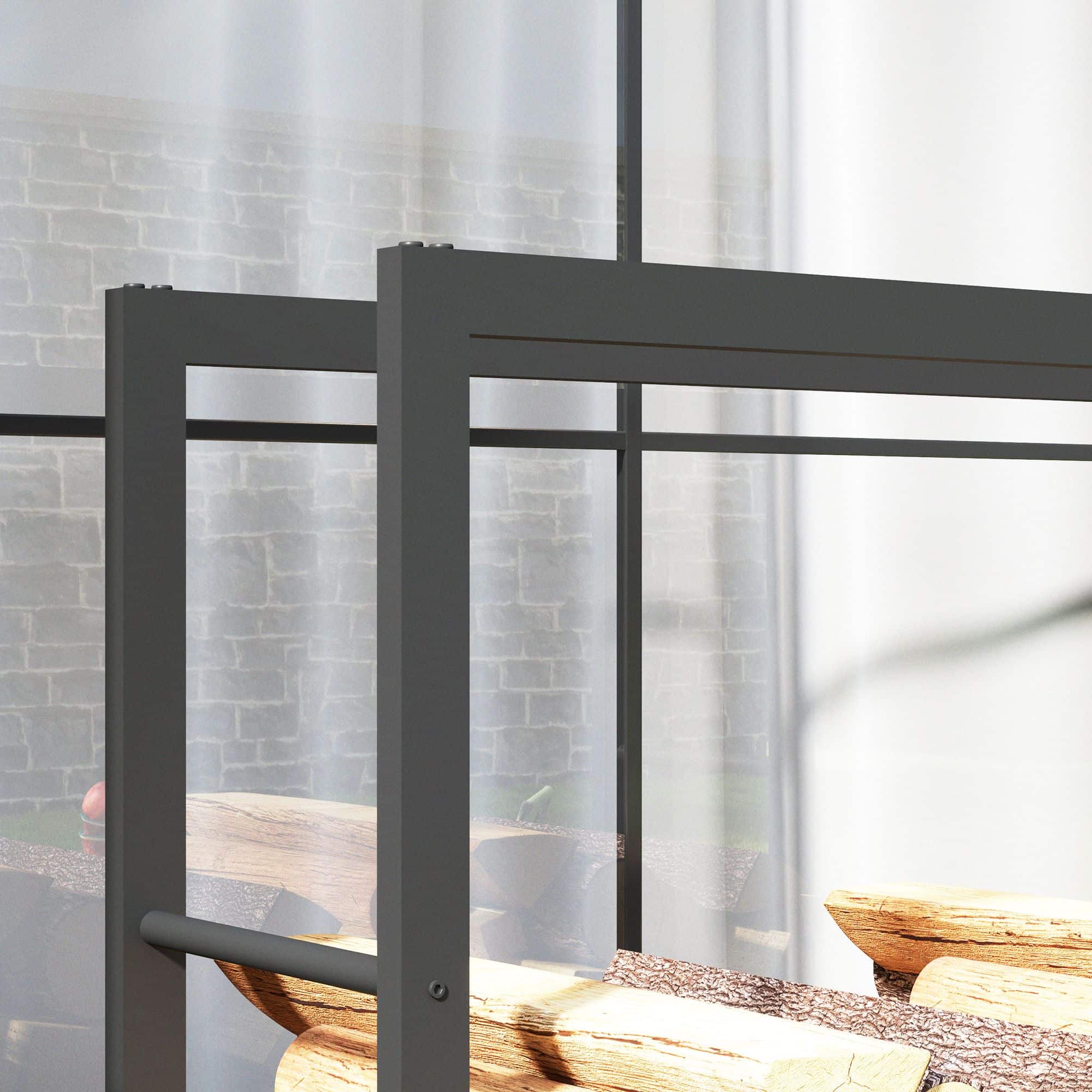 4goodz Outsunny Houtopslag 120 cm Houtrek met Wielen - Zwart