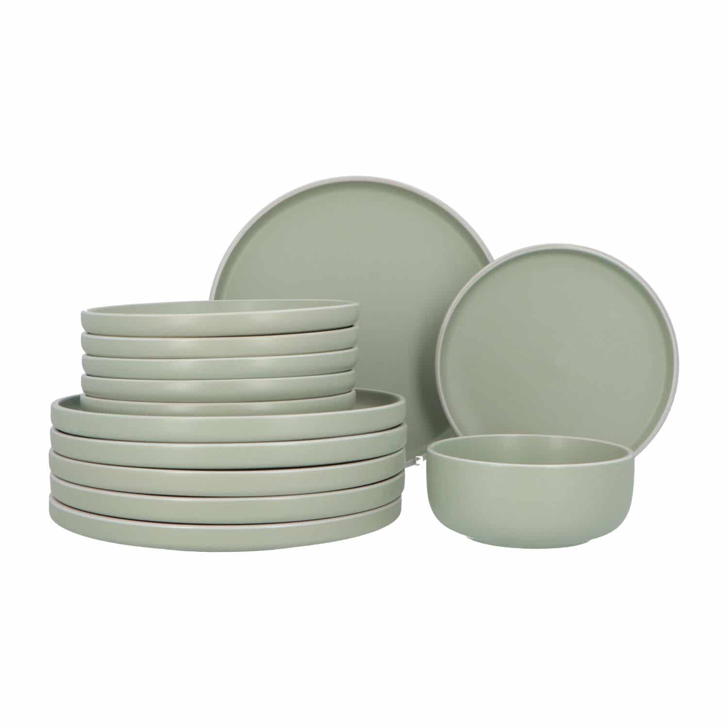 6 persoons Servies 18 delig Nordic style Keramiek - groen/wit