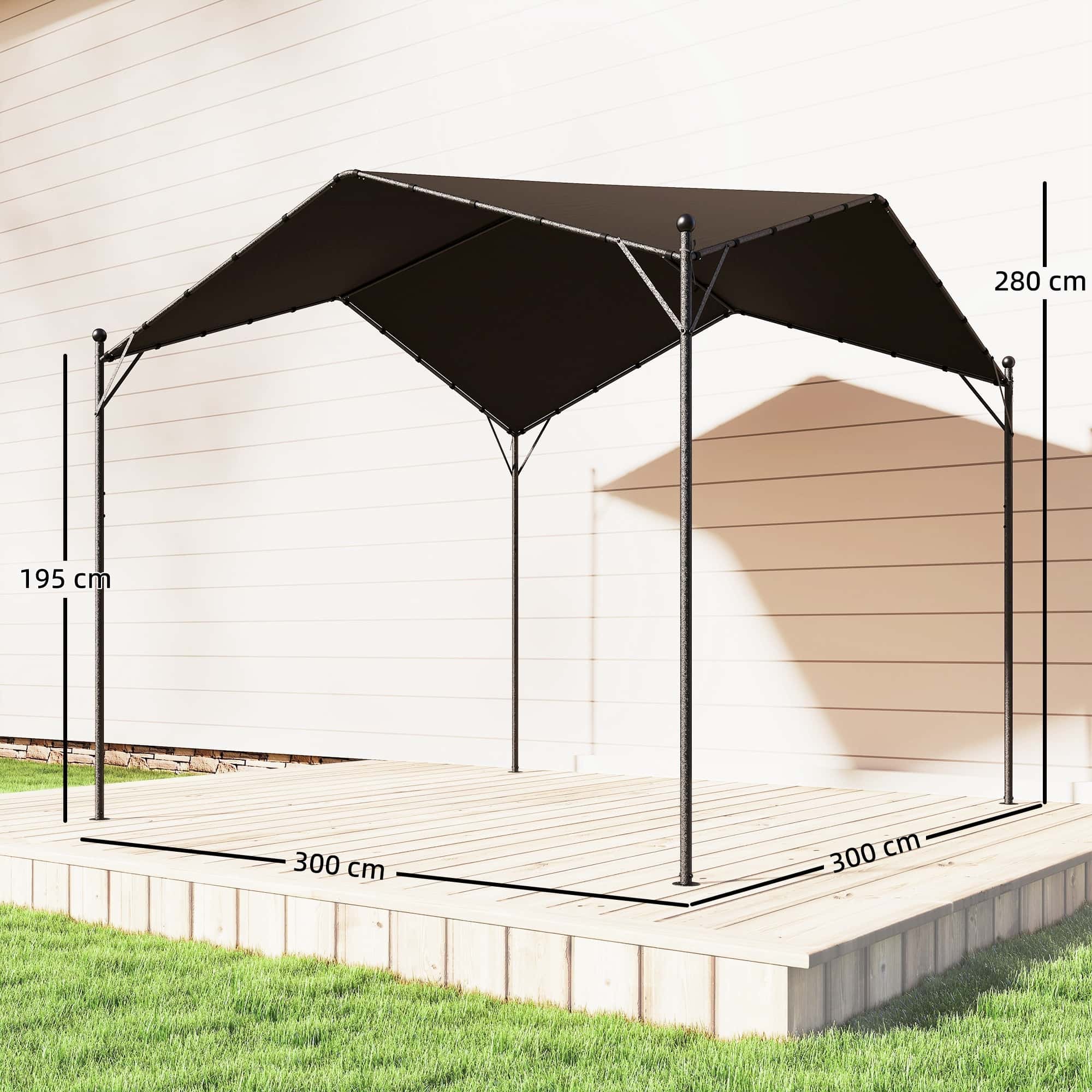 4goodz Pergola 3x3m Waterafstotend Winterbestendig Zonnescherm met Zadeldak - Zwart