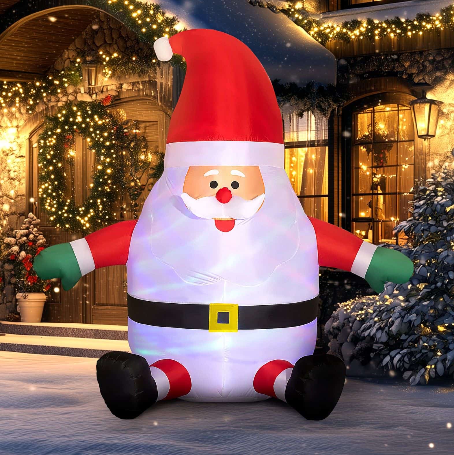 4goodz Opblaasbare Kerstman 180 cm met Draaiende Discobal verlichting
