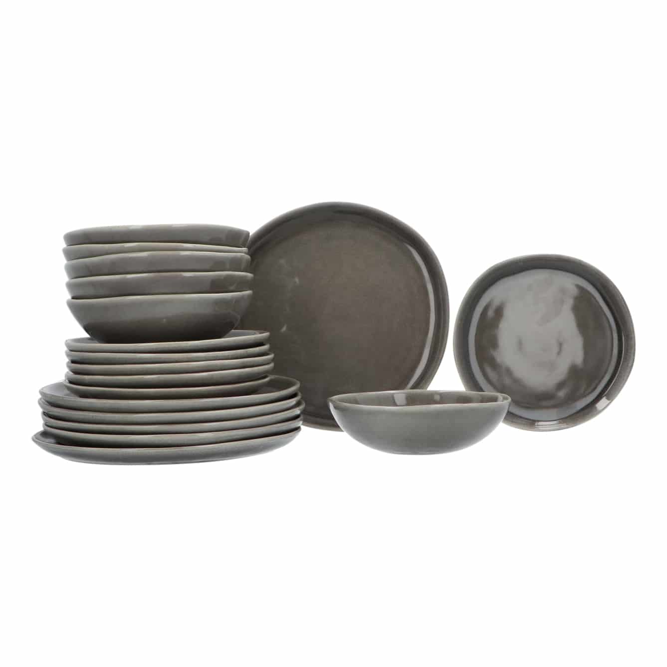 6-persoons Serviesset Black Forest Stoneware - 18 delig Servies - Grijs