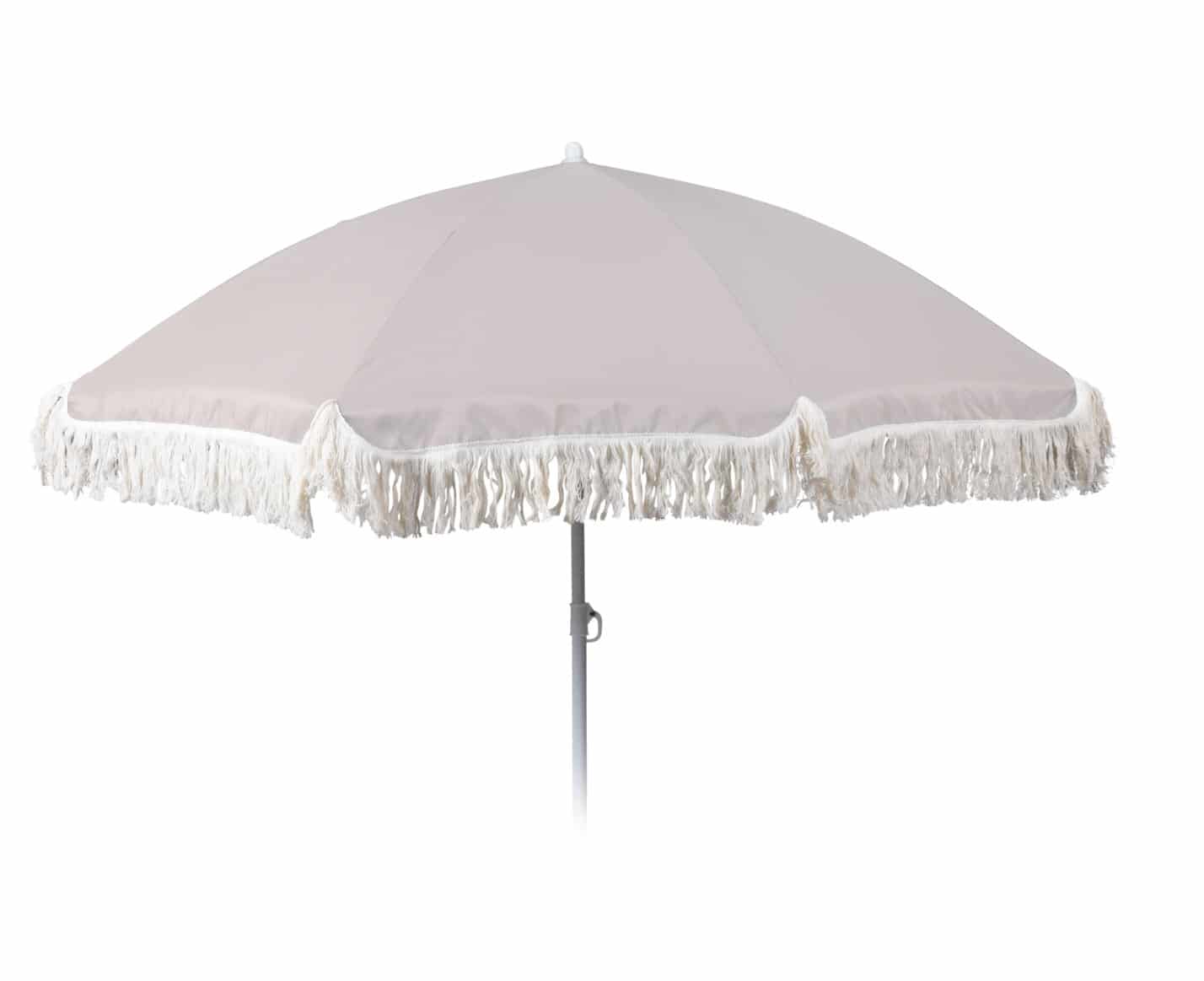 Strandparasol met Kantfranje 180 cm doorsnede - Lichtgrijs