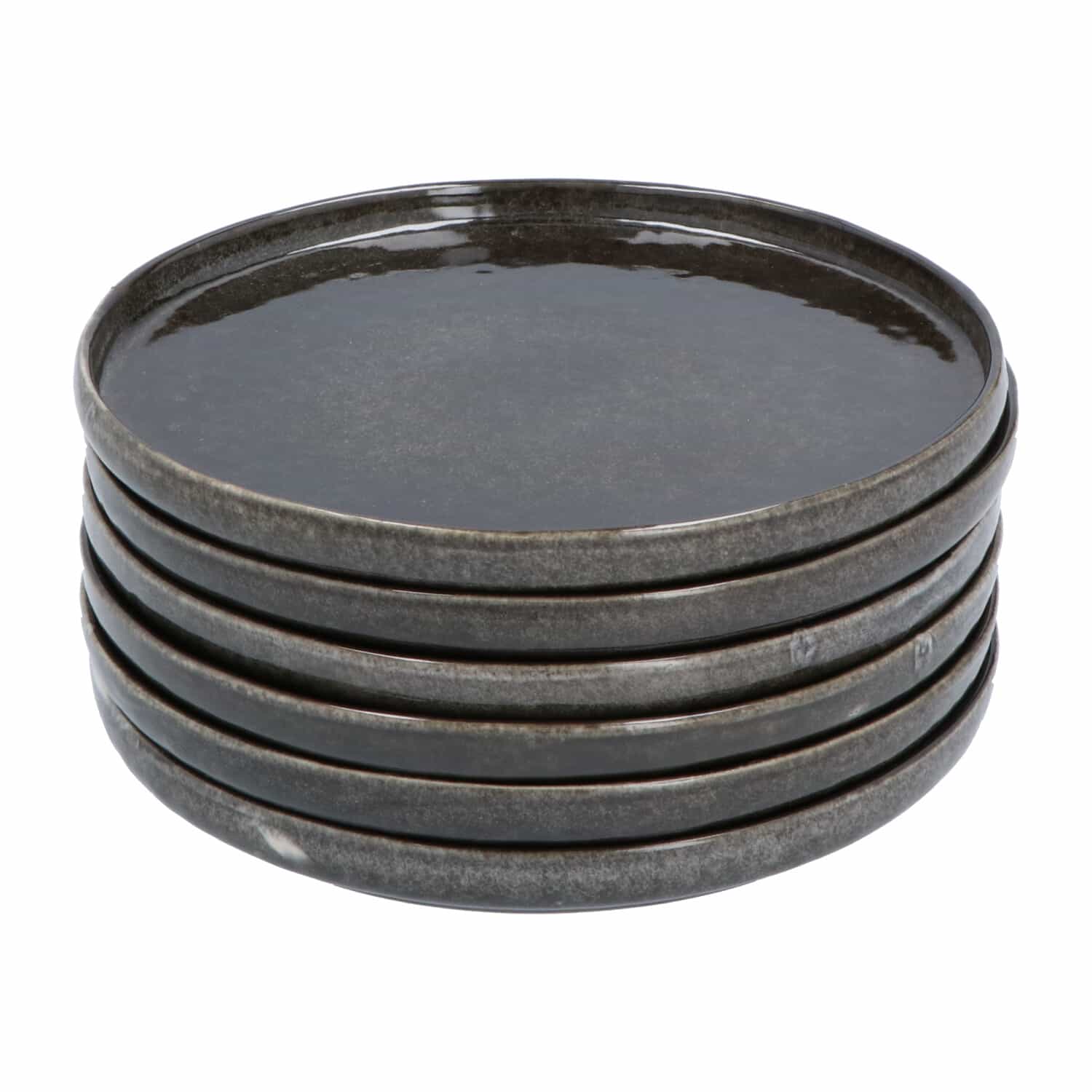 Ontbijtborden Galaa Zwart - set van 6 stuks Keramiek 20 cm