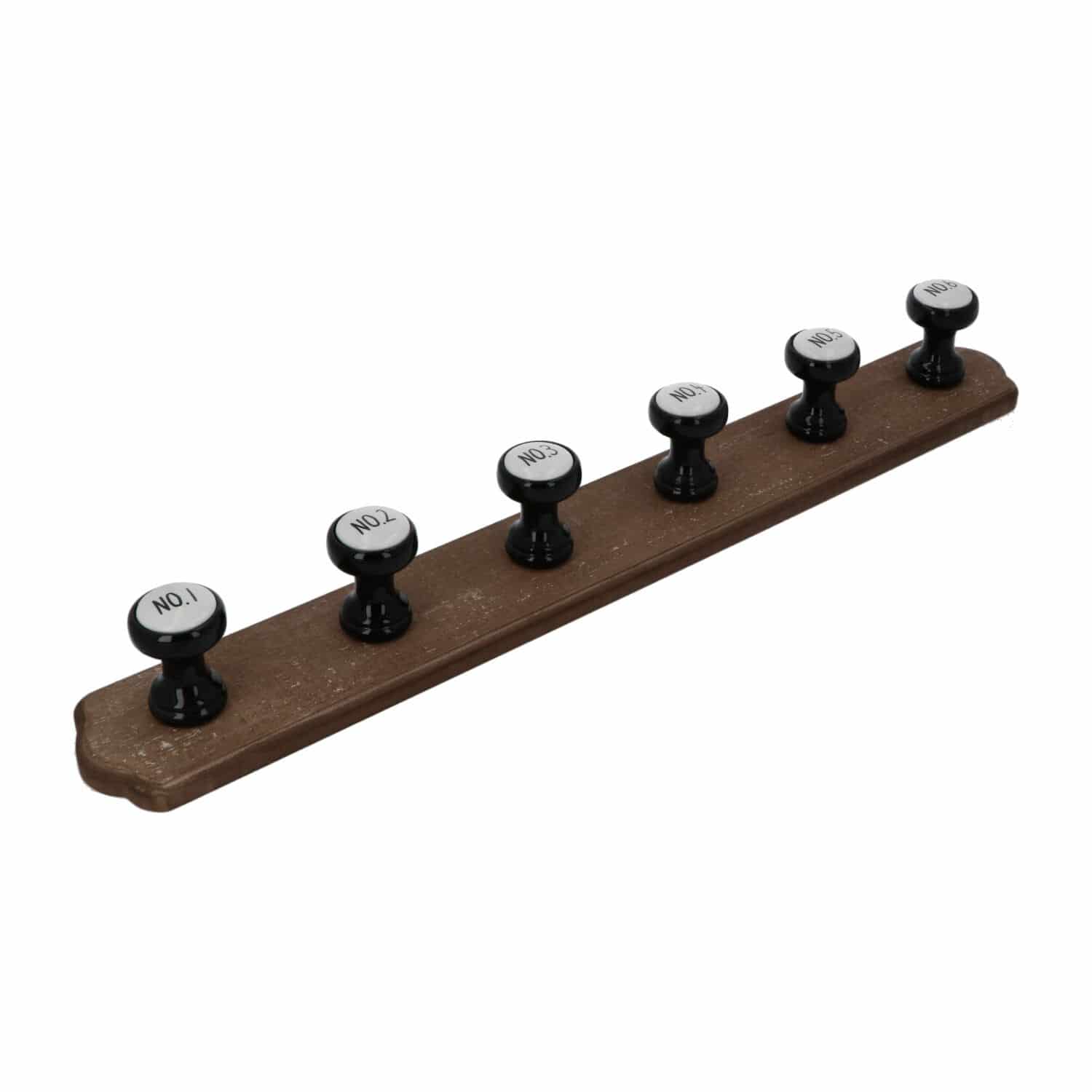 Klassieke Kapstok met 6 Keramieke haken 66x9x8 cm
