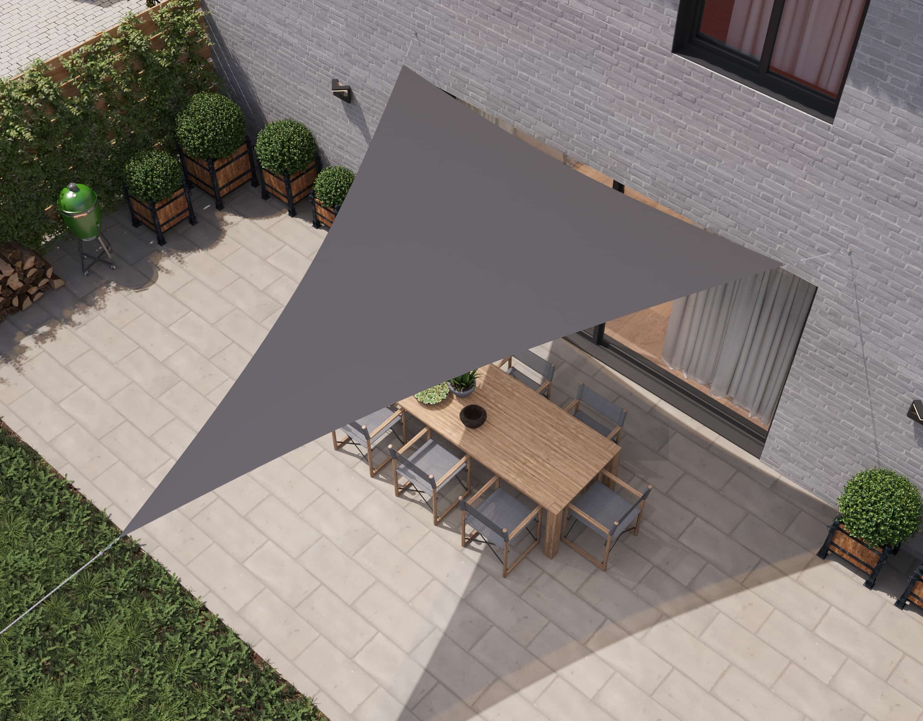 hanSe® Schaduwdoek Driehoek Gelijkbenig Waterafstotend 5x7x7 m Grijs
