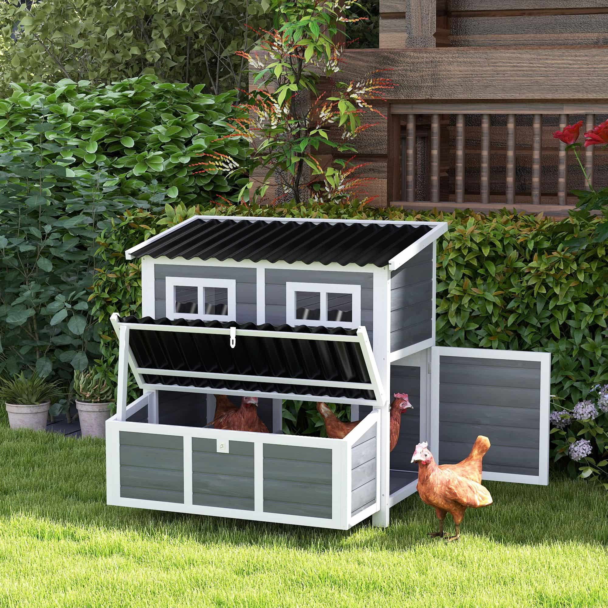 Kippen Legnest voor 4-6 Kippen - Waterdicht Dak - 100x86x100cm - grijs
