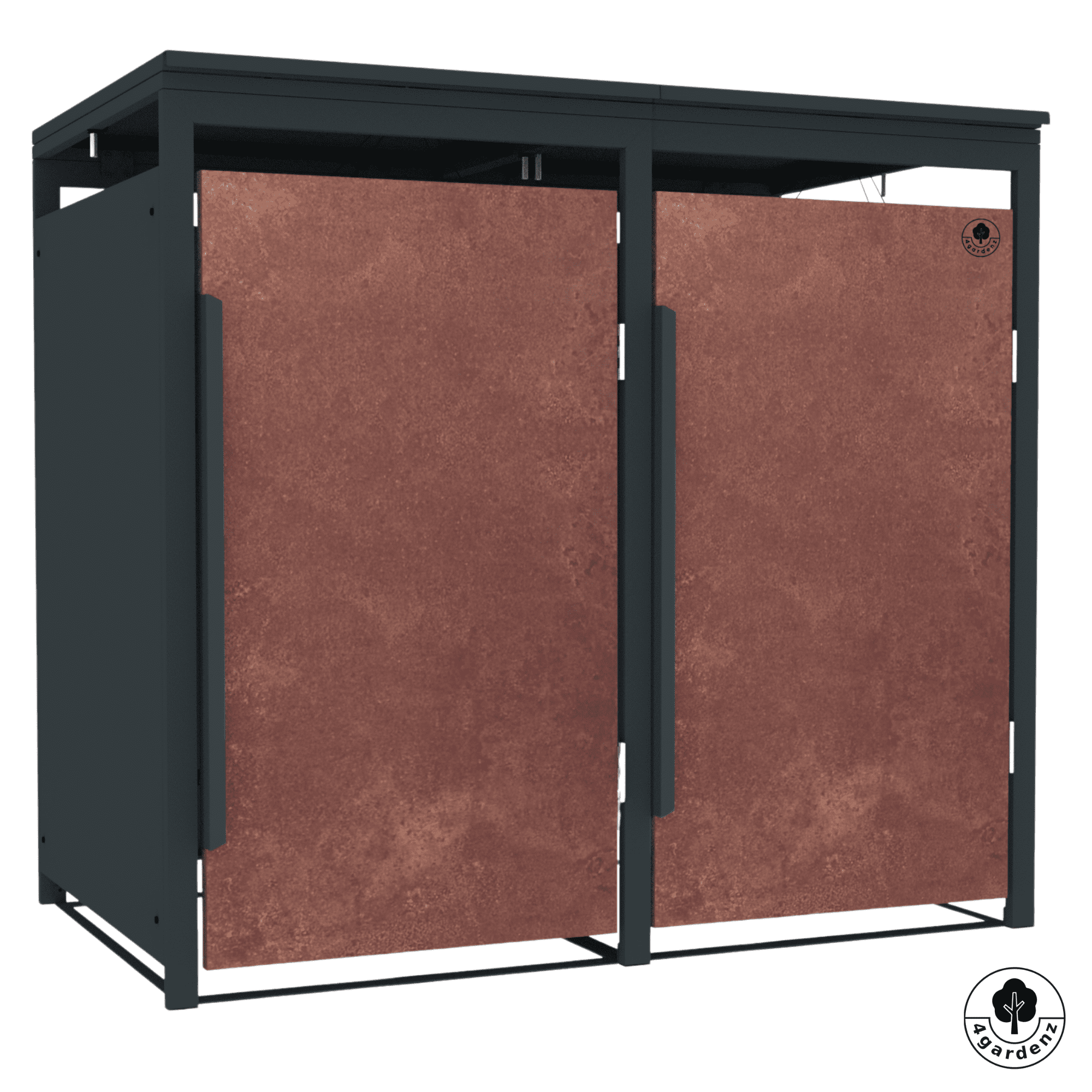 4gardenz® Slimline Kliko Containerombouw 2 Afvalbakken - Antraciet/Cortenstaal Roest-look