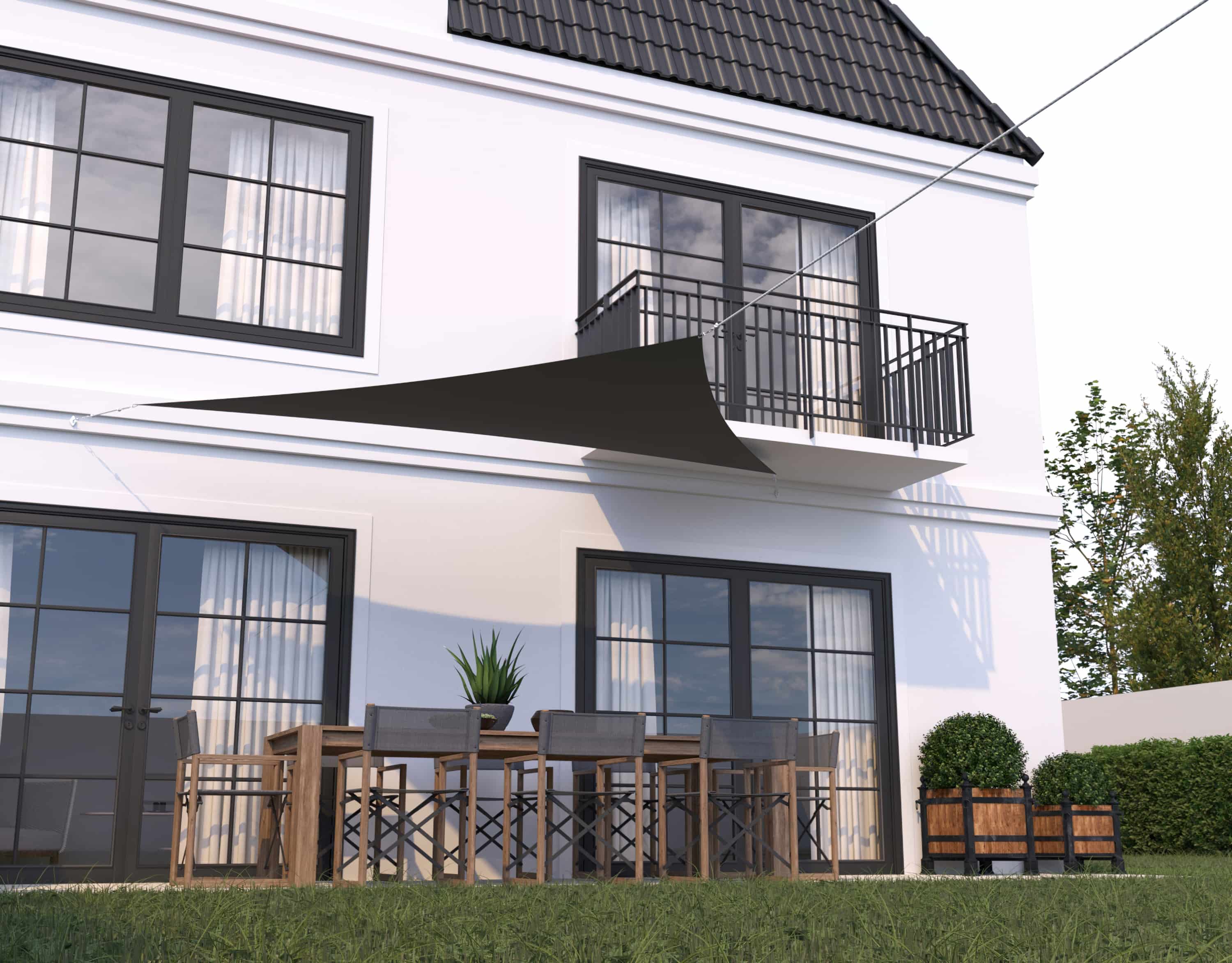 hanSe® Schaduwdoek Driehoek Waterafstotend 4x4x4 m Zonnedoek Grijs