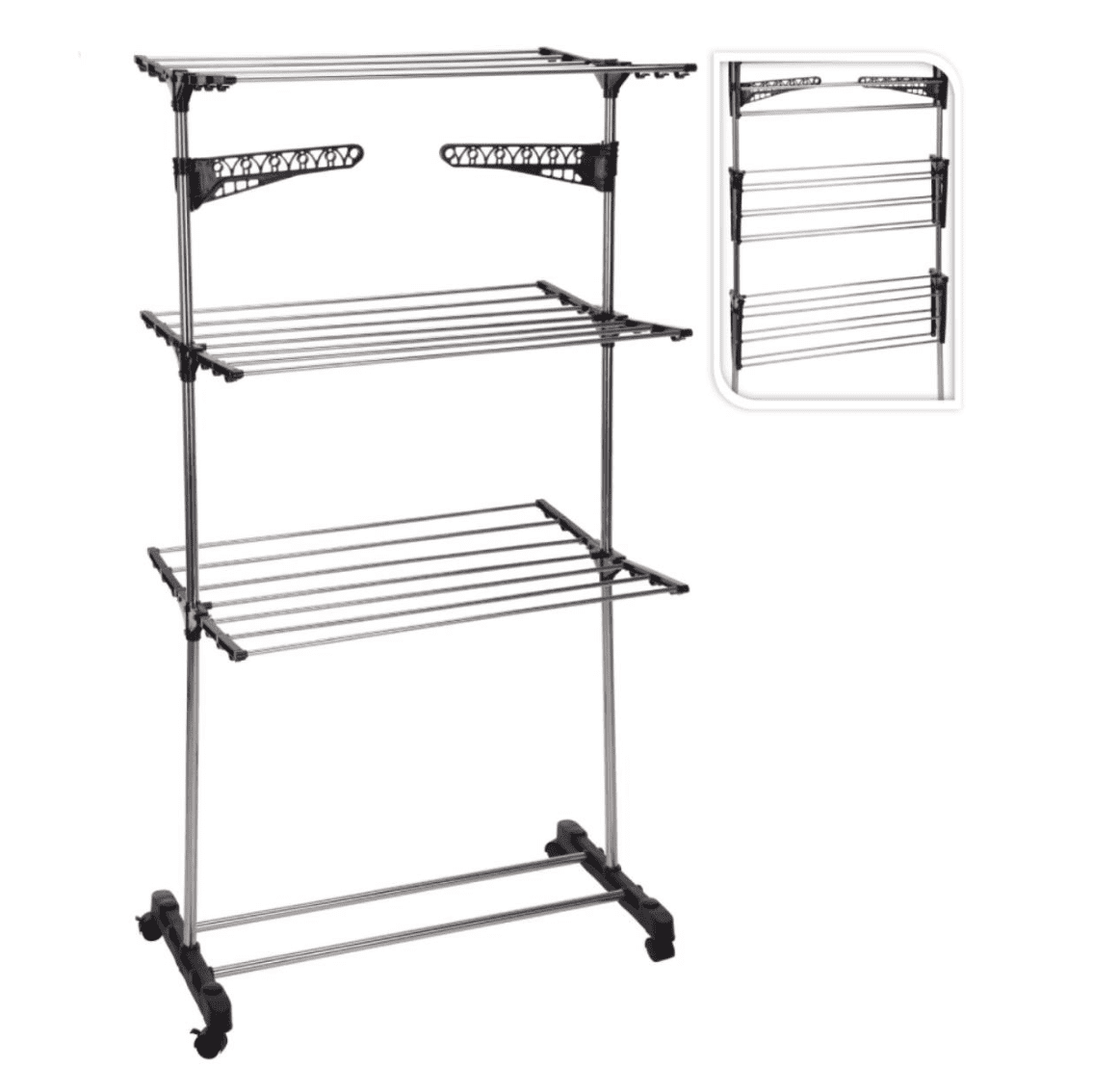 Droogtoren 6 rekken 80x57x165 cm - 17 meter droogruimte - Zilver Droogtoren 6 rekken 80x57x165 cm - 17 meter droogruimte - Zilver