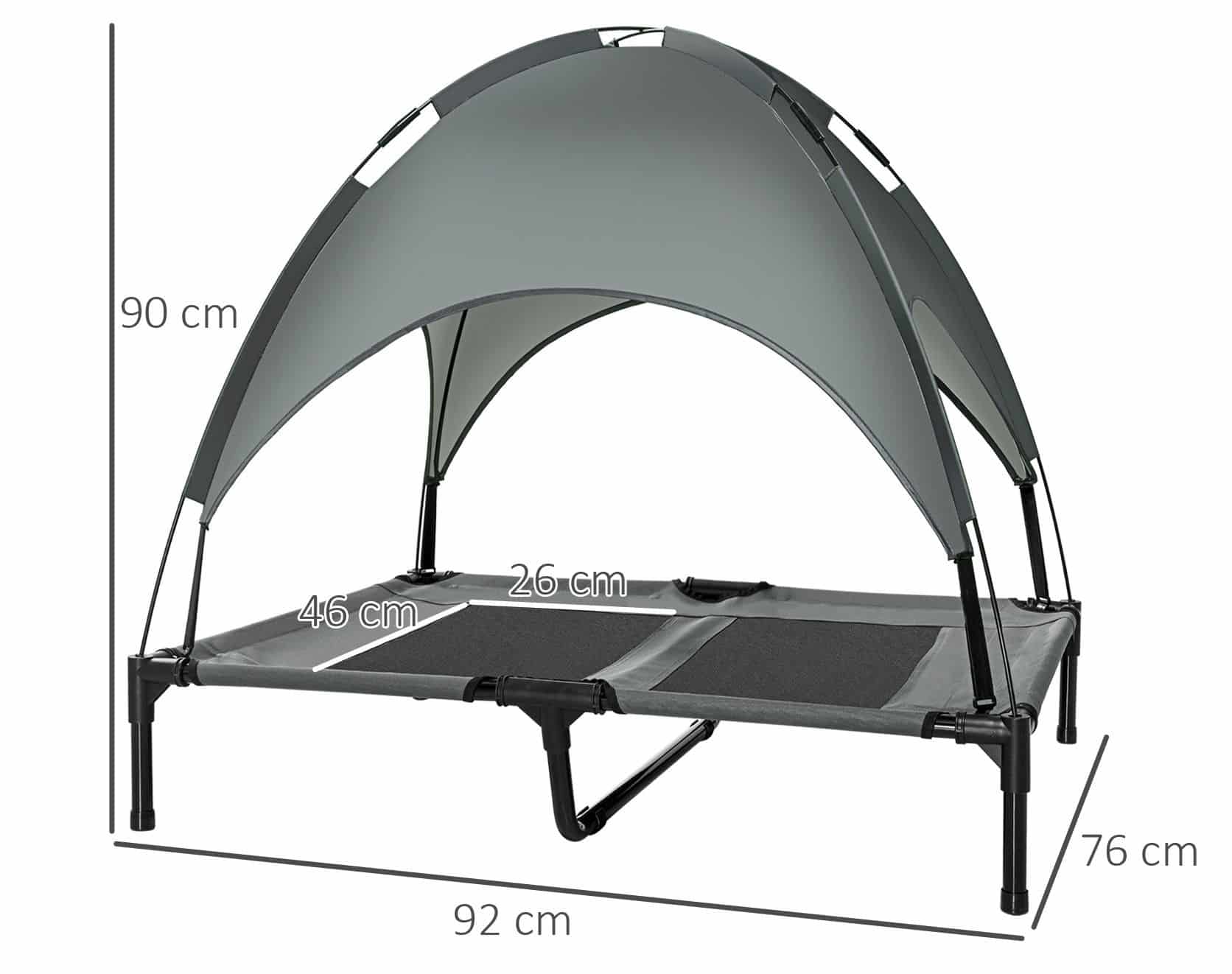 Hondenligbed met dak verhoogd hondenstretcher - ademende stof - Medium