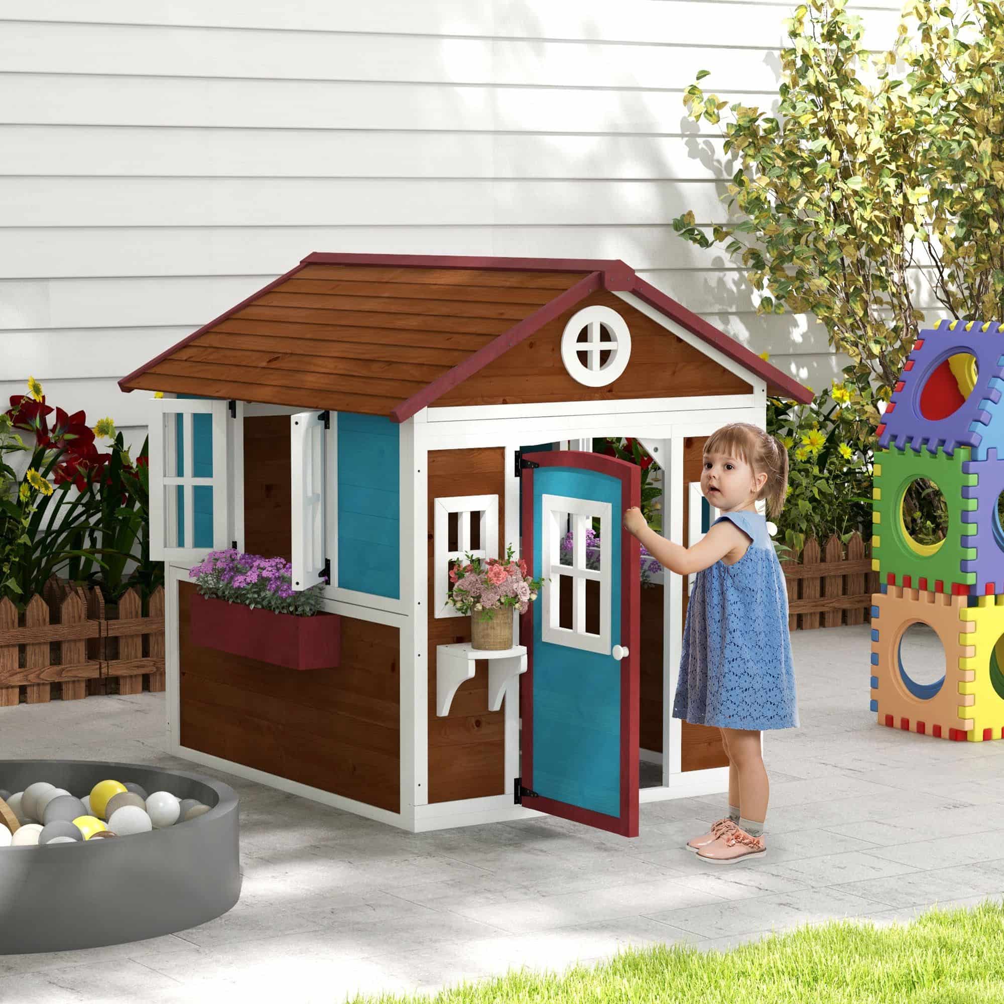 Kinderspeelhuis van hout - Speelhuis voor kinderen van 3-8 jaar - Roodbruin