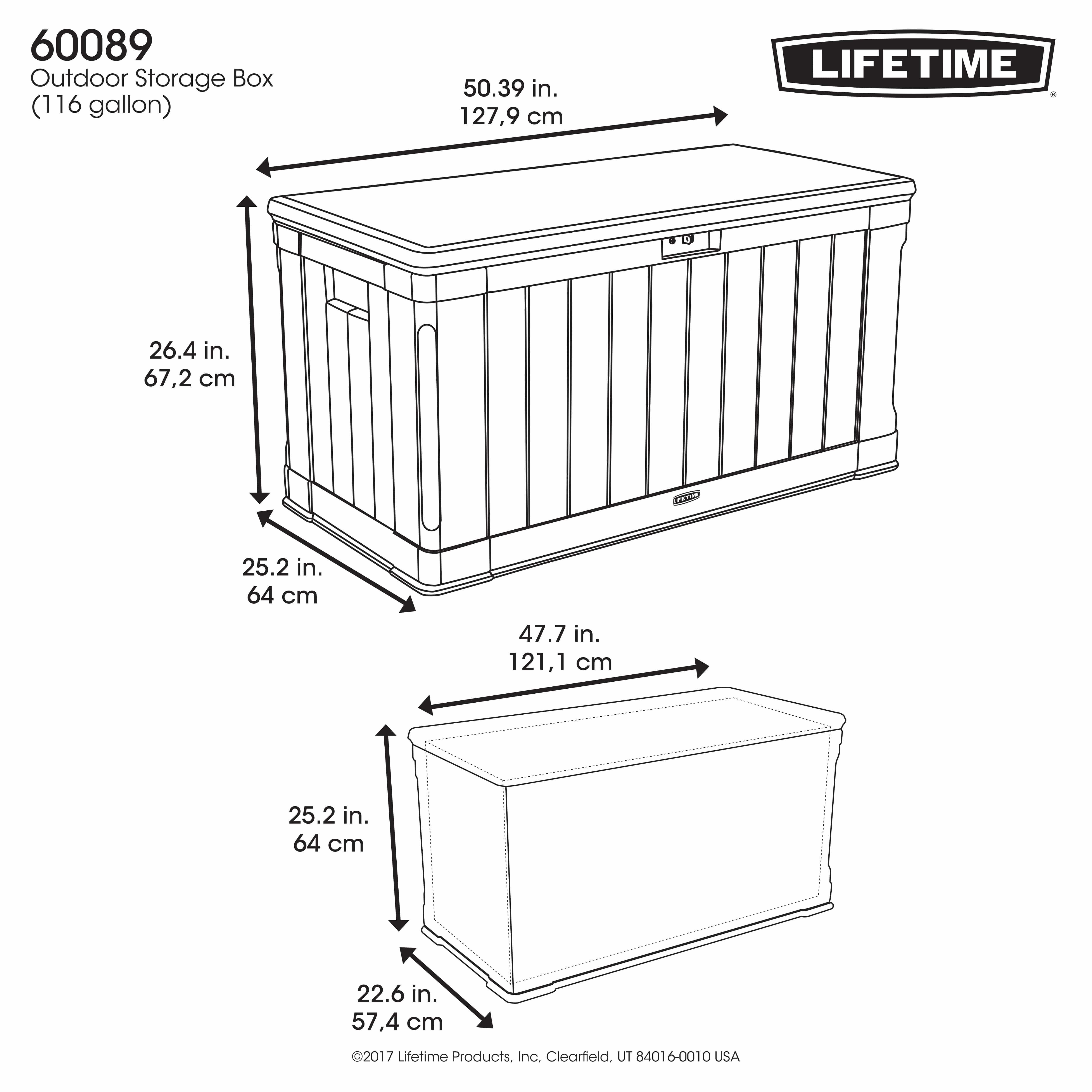 Lifetime Kunststof Kussenbox 440 liter - tuinkist 64x128x67cm - Bruin