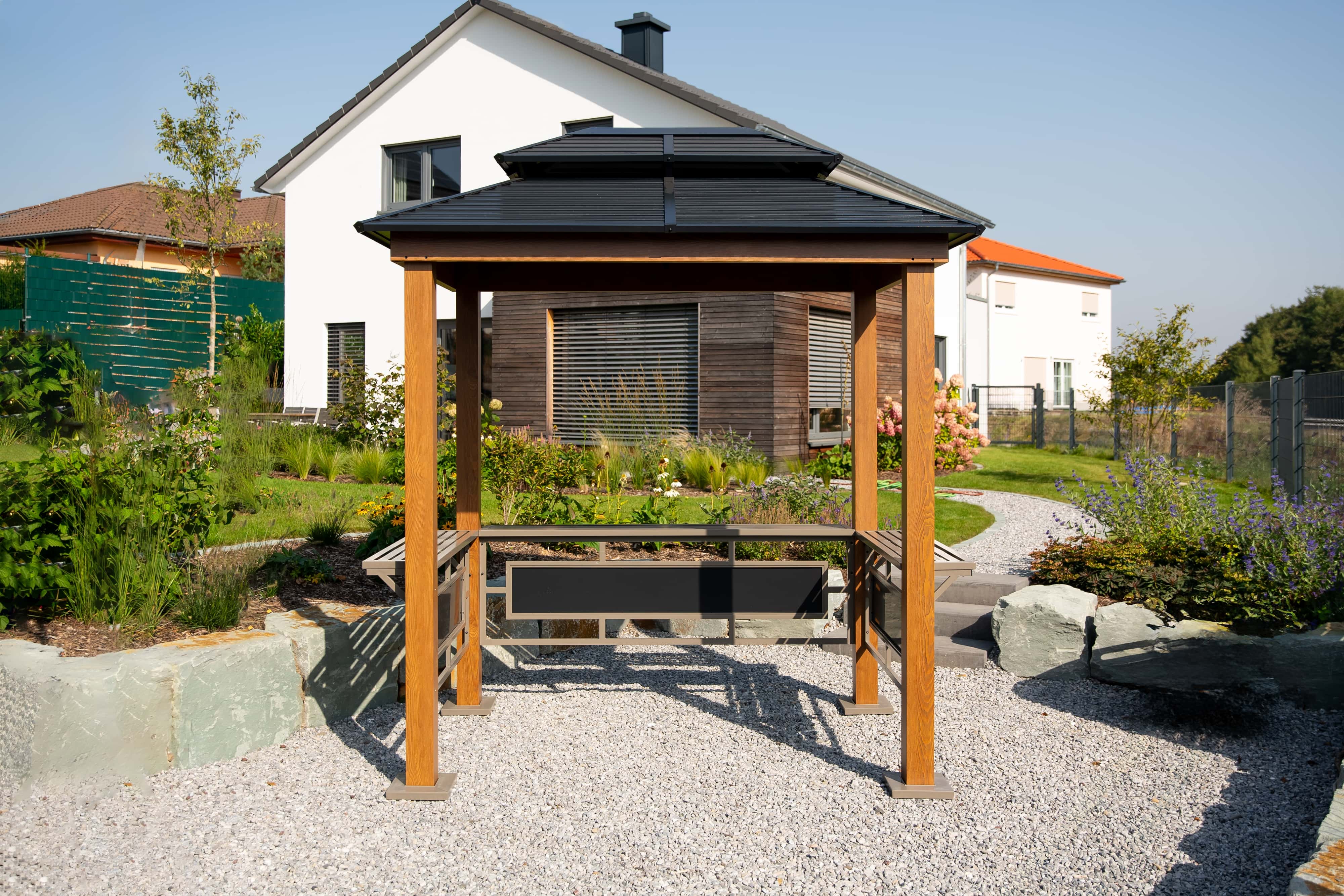Sojag Maui Aluminium BBQ Grillpaviljoen in Houtlook - 158x249x278 cm