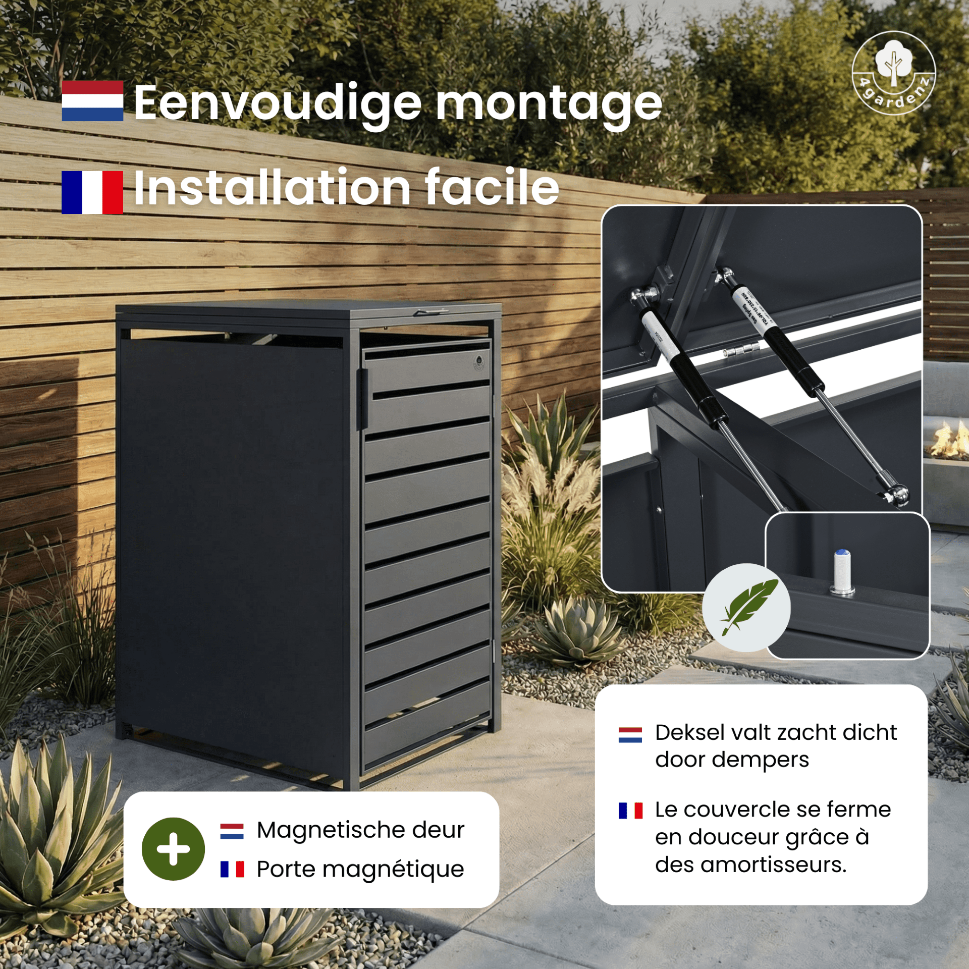 4gardenz® Premium Kliko Containerombouw 1 Afvalbak - Zwart