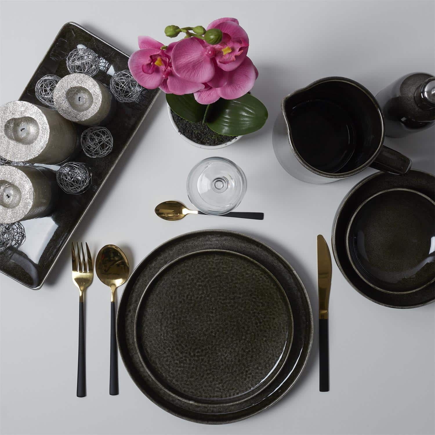 4goodz Galaa Dessertbord set van 6 stuks Keramiek 20 cm - Zwart