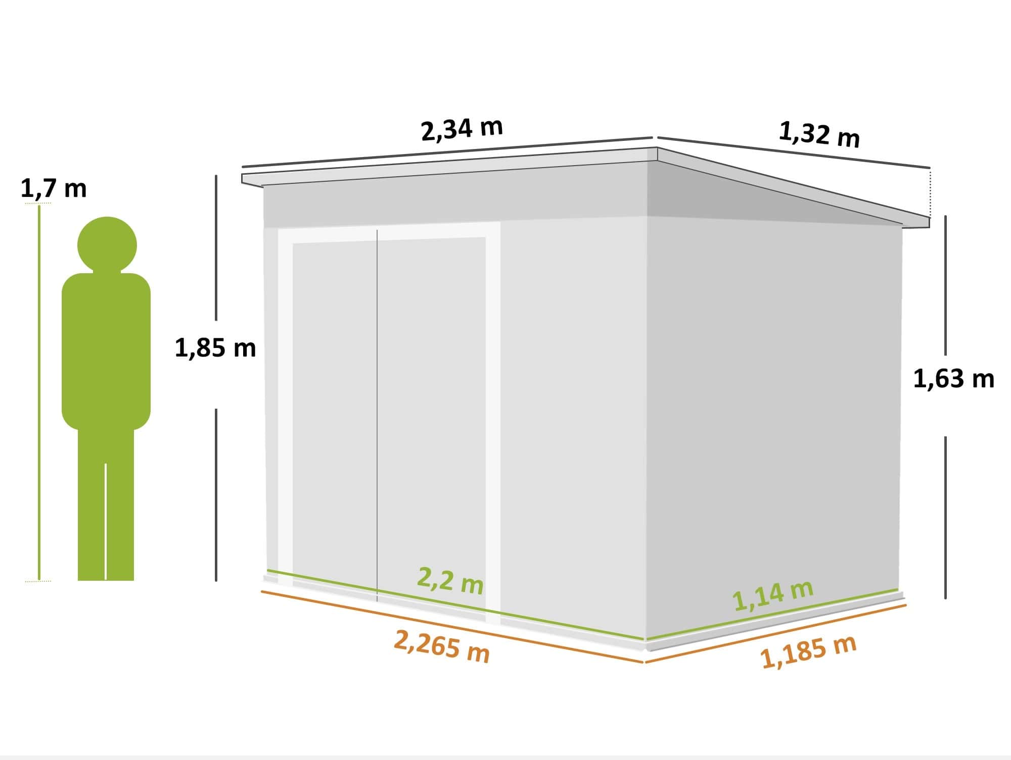 4goodz Gereedschapsschuur metaal met 3 deuren - 234x132x185 cm - grijs