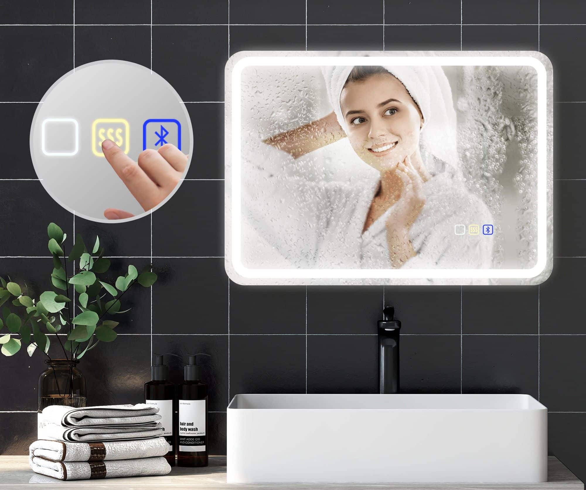 4goodz Badkamerspiegel met LED-verlichting en speaker - Anti-condens - 70x90 cm