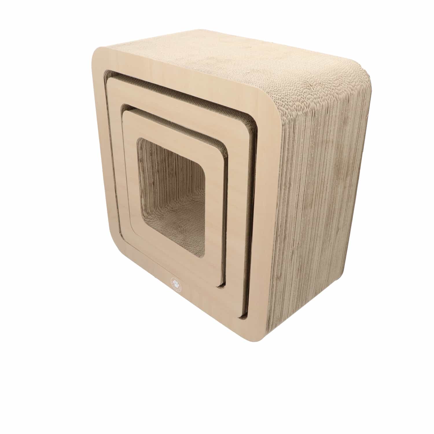 4animalz® Cube Beech - 3-delige set Kartonnen Krabpaal - 45cm - Bruin