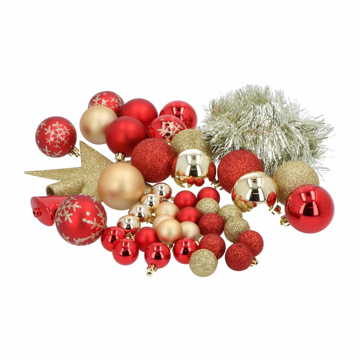 4goodz 44-delige decoratieve kerstballen Rood/Goud - binnen en buiten